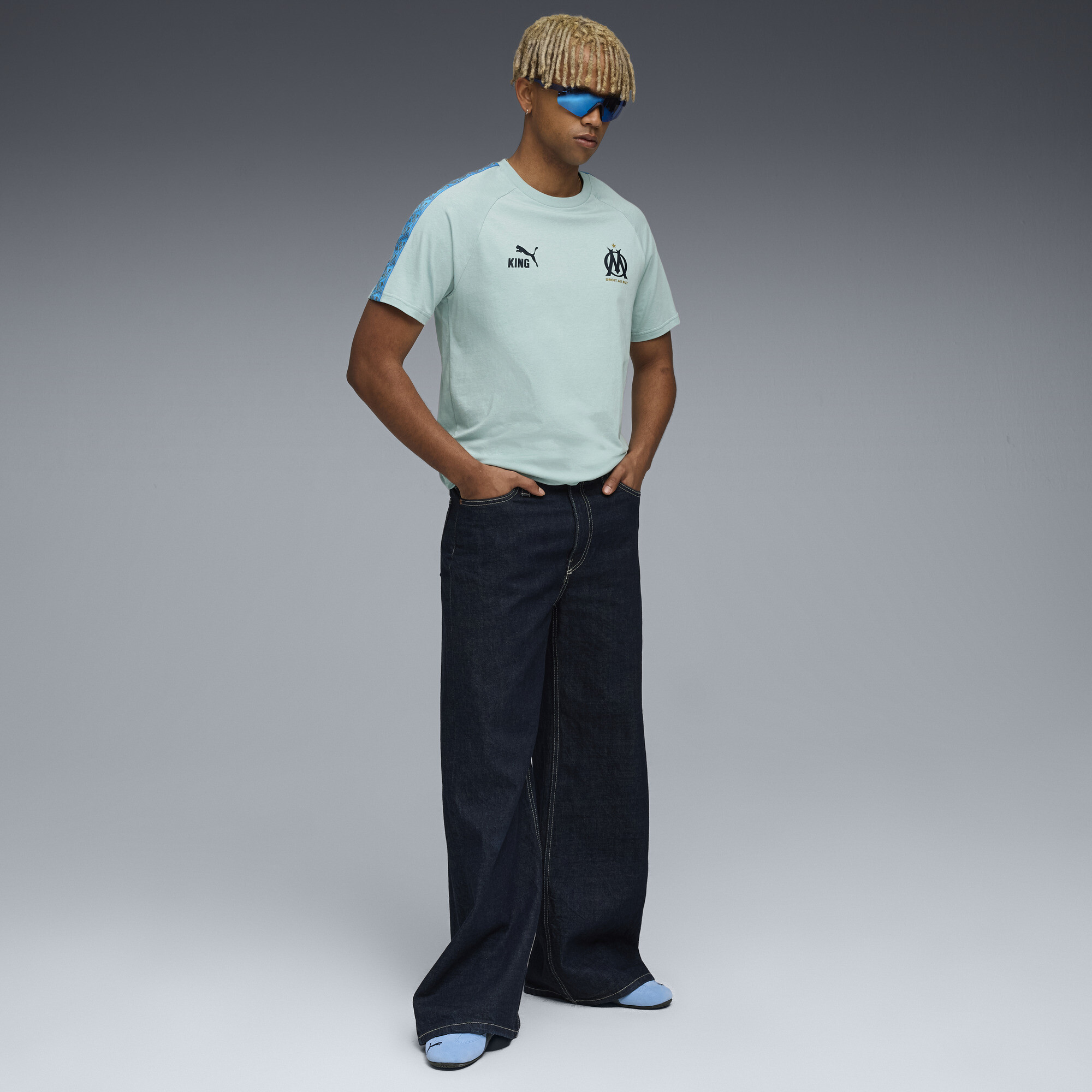 PUMA Olympique de Marseille KING T-shirt voor Heren, Blauw, Maat 3XL thumbnail 4