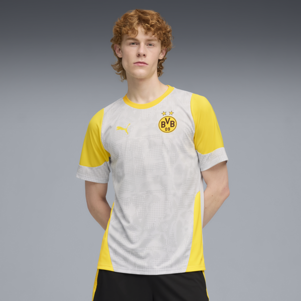 Camiseta de entrenamiento Borussia Dortmund para hombre, Silver Mist-Faster Yellow, large-ARG