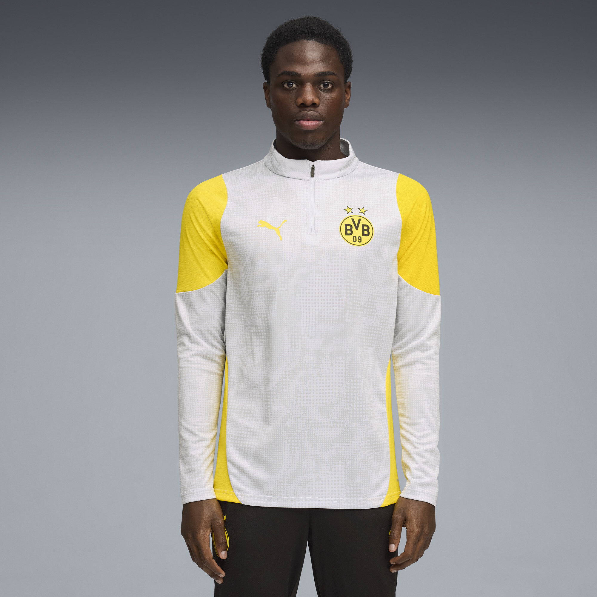 PUMA Borussia Dortmund trainingstop met kwartrits voor Heren, Geel/Zilver, Maat S thumbnail 4