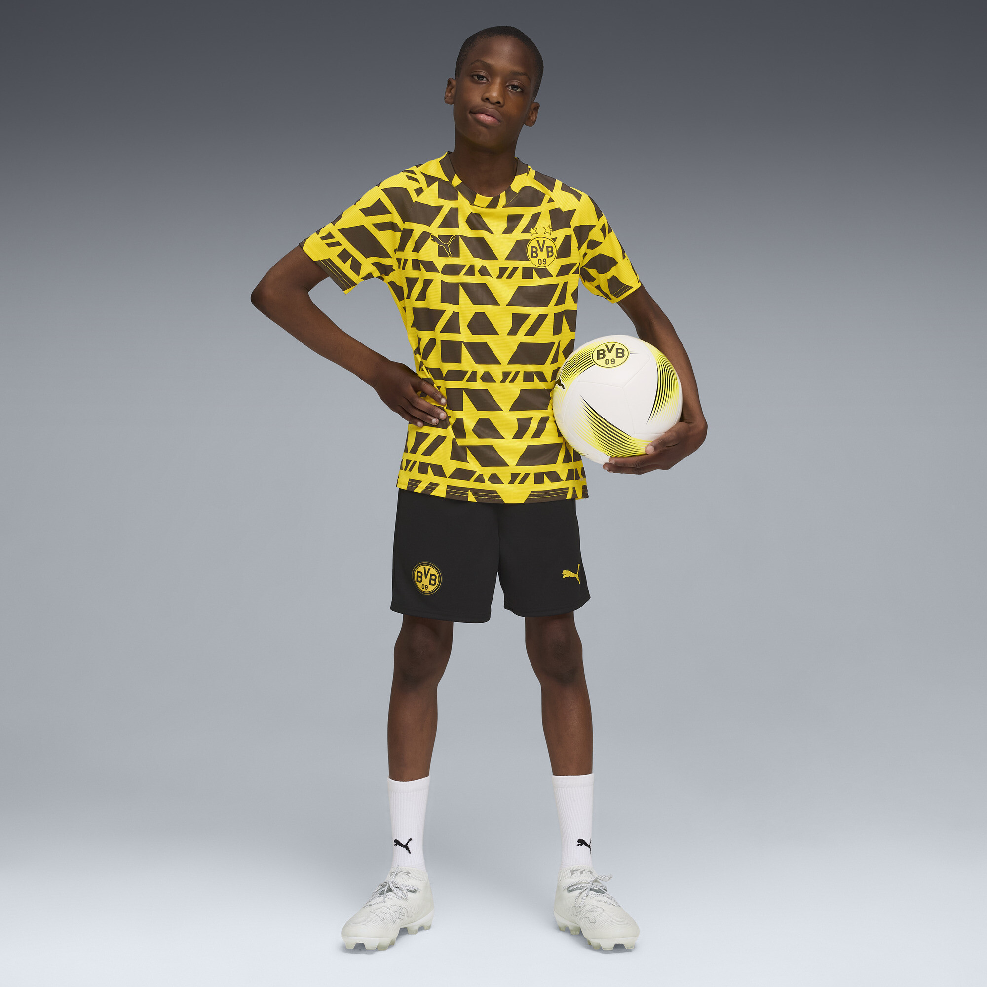 PUMA Borussia Dortmund pre-match shirt, Zwart/Geel, Maat 9-10Y thumbnail 5