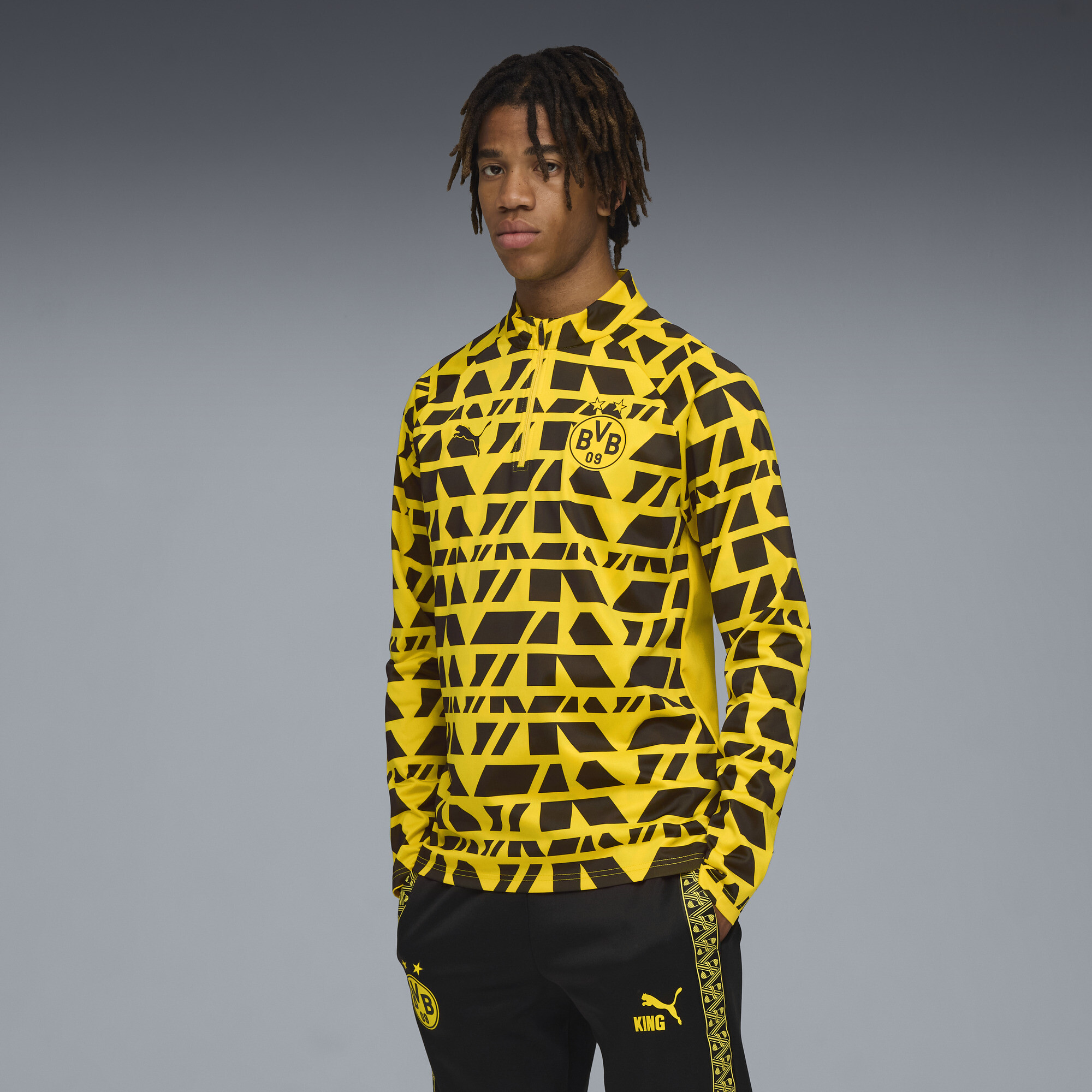 PUMA Borussia Dortmund prematch-top met kwartrits voor Heren, Zwart/Geel, Maat 3XL thumbnail 6