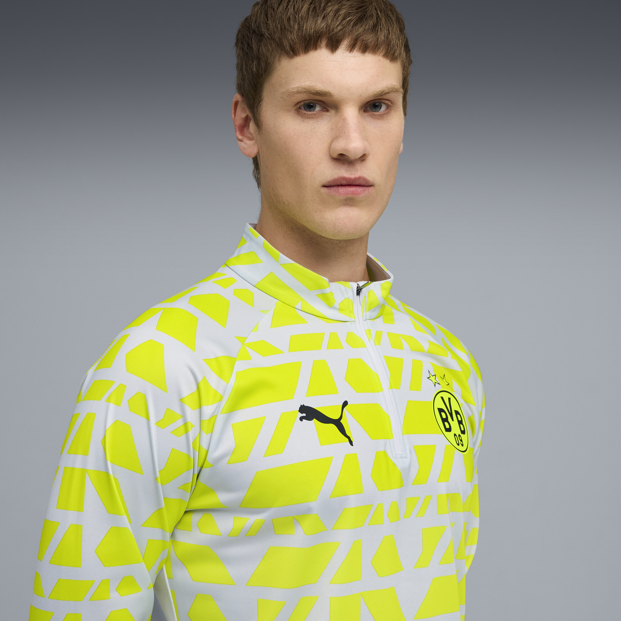 PUMA Borussia Dortmund prematch-top met kwartrits voor Heren, Geel/Zilver, Maat 3XL thumbnail 5