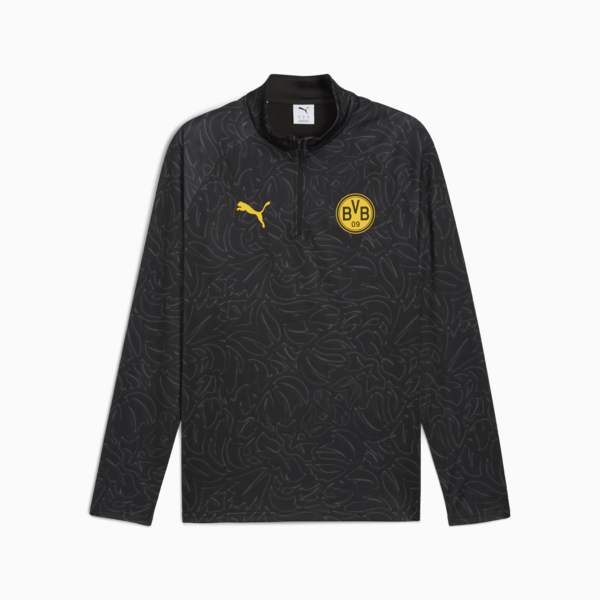 Borussia Dortmund Pre-match Quarter-Zip Top Men, PUMA Black-Yellow Sizzle, large-ZAF