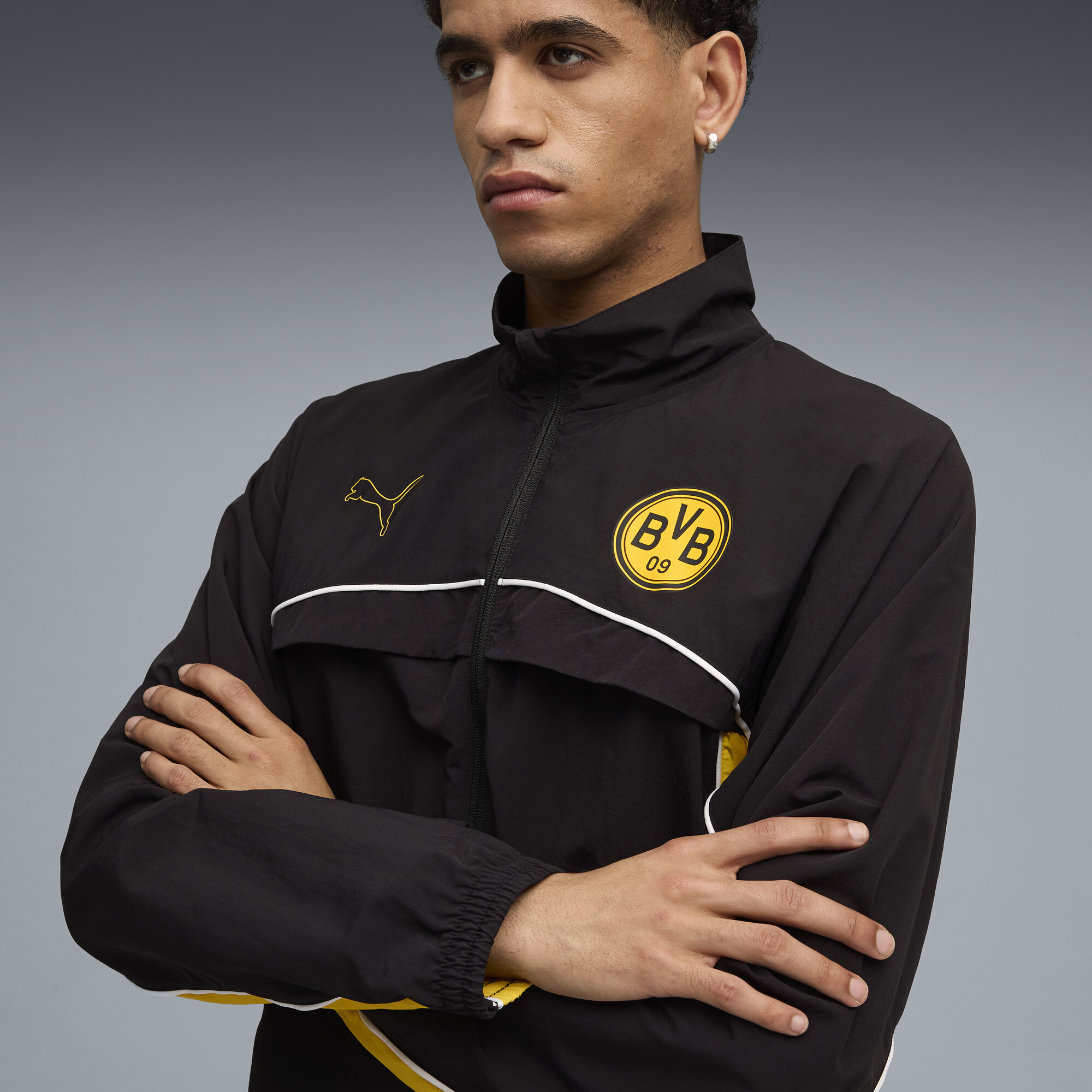 PUMA Borussia Dortmund FtblStatement Cellerator jack voor Heren, Zwart/Geel, Maat XXS thumbnail 7
