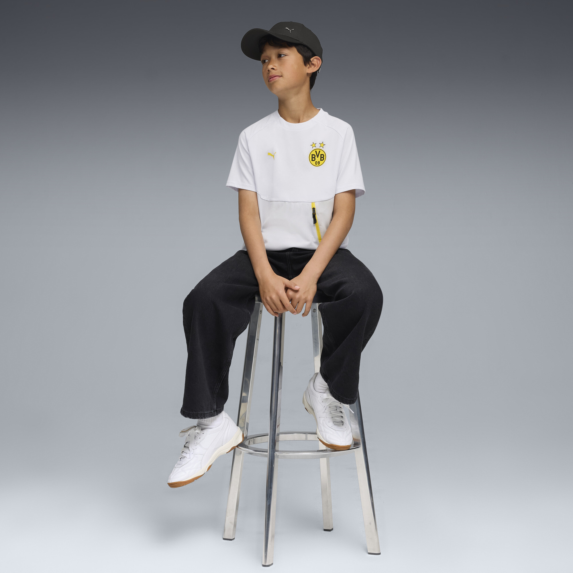 Borussia Dortmund PUMATECH T-shirt met zak, Geel/Zilver, Maat 11-12Y thumbnail 5