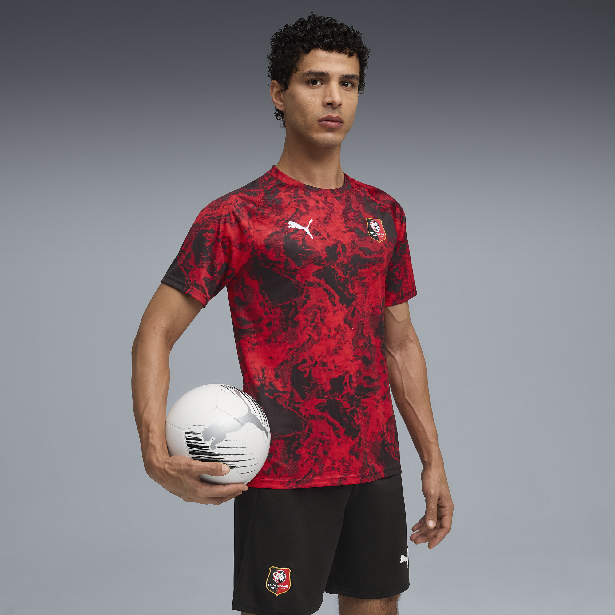 PUMA Stade Rennais FC pre-match shirt voor Heren, Zwart/Rood, Maat M thumbnail 4