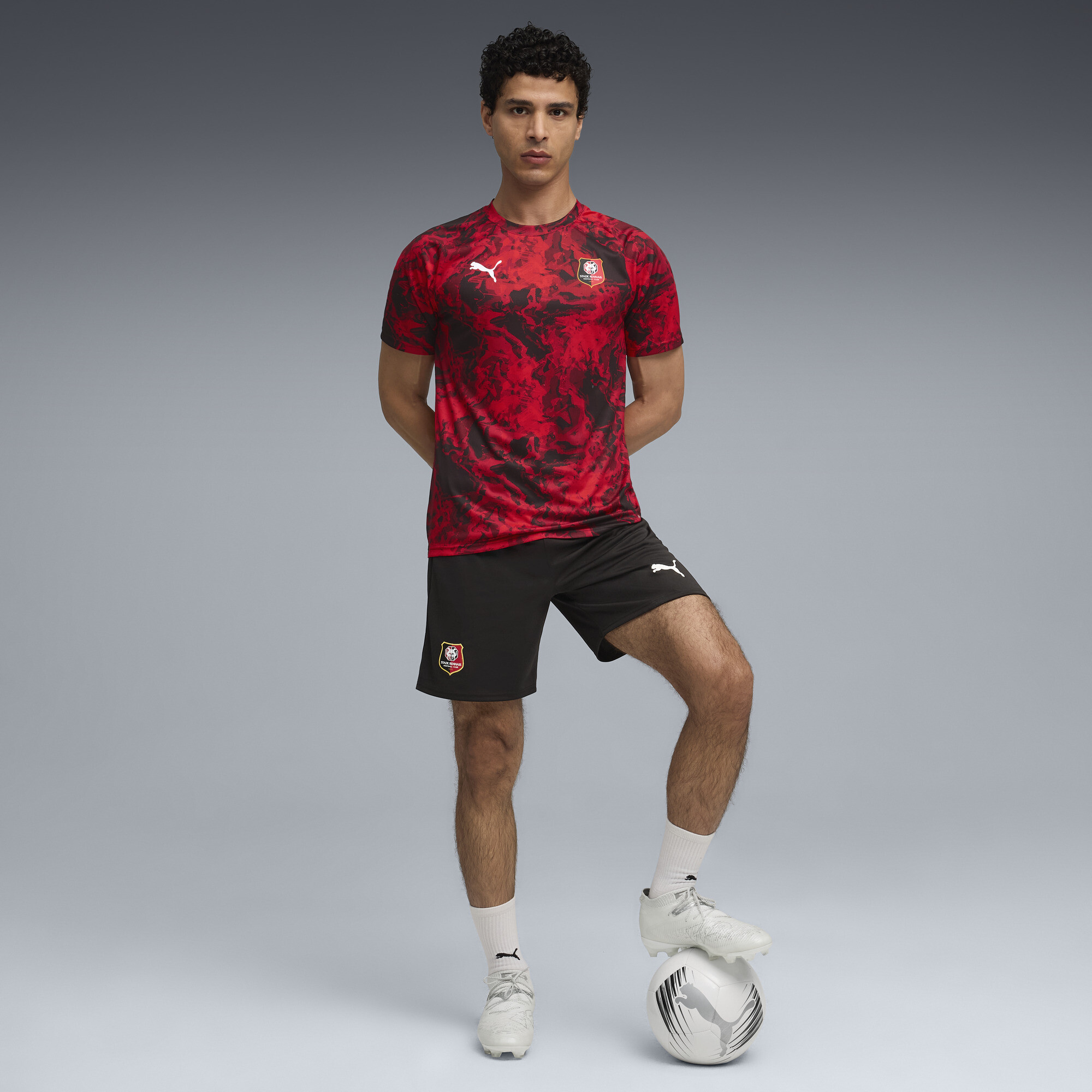 PUMA Stade Rennais FC pre-match shirt voor Heren, Zwart/Rood, Maat M thumbnail 2