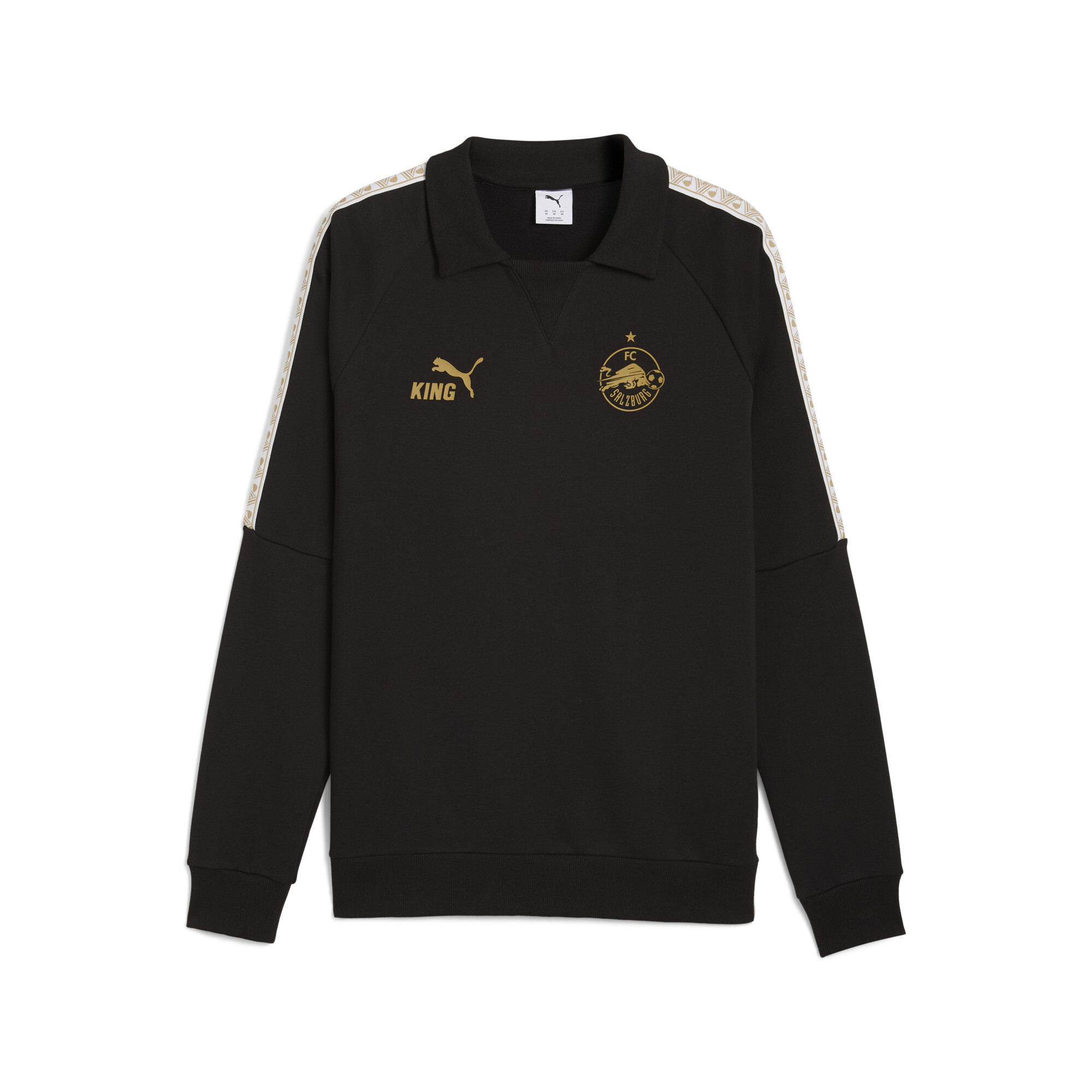PUMA FC Rood Bull Salzburg KING Drill Top voor Heren, Zwart/Goud, Maat L