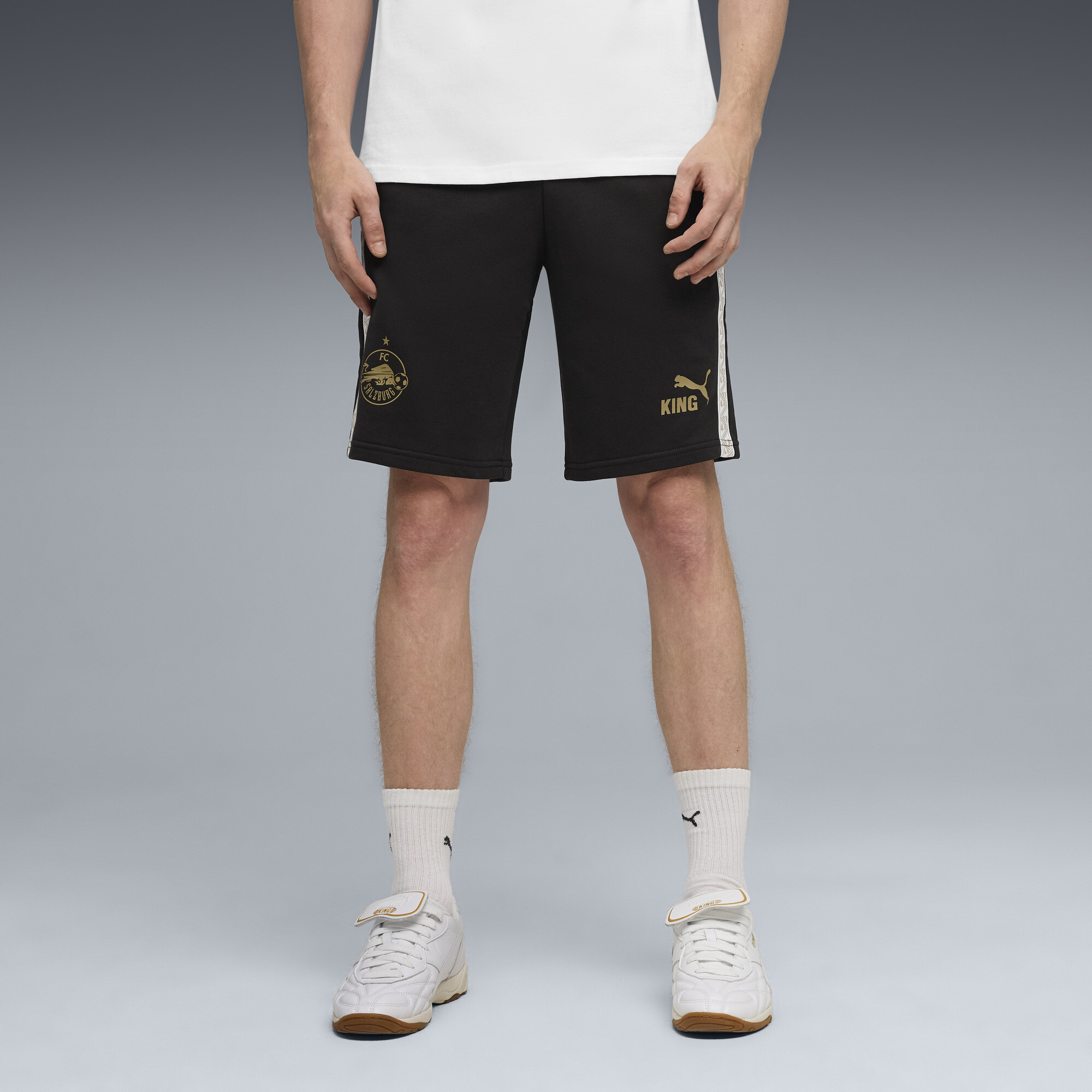 PUMA FC Rood Bull Salzburg KING sweatshort voor Heren, Zwart/Goud, Maat XXL thumbnail 5