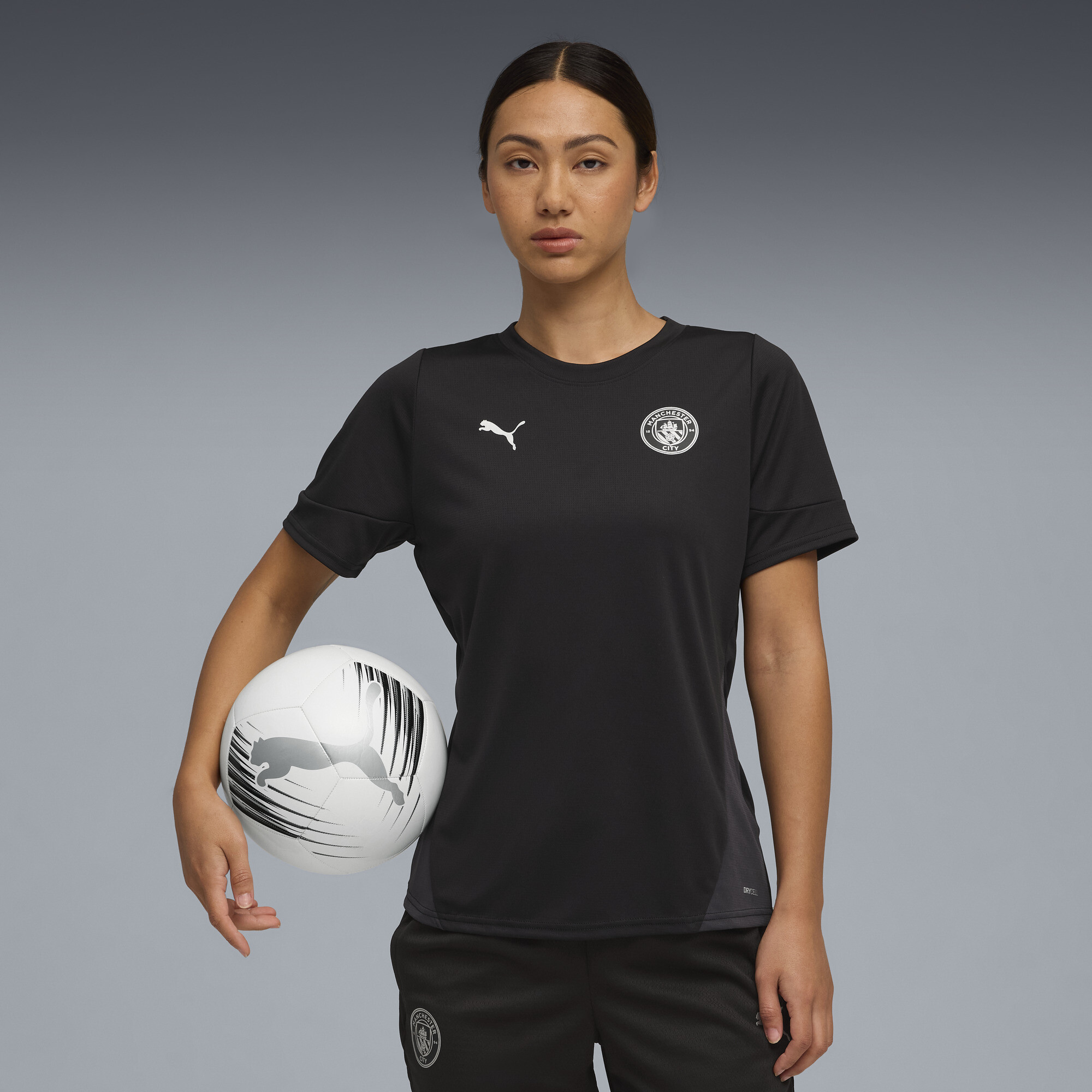 PUMA Manchester City trainingsshirt voor Dames, Zwart/Zilver, Maat XL thumbnail 4