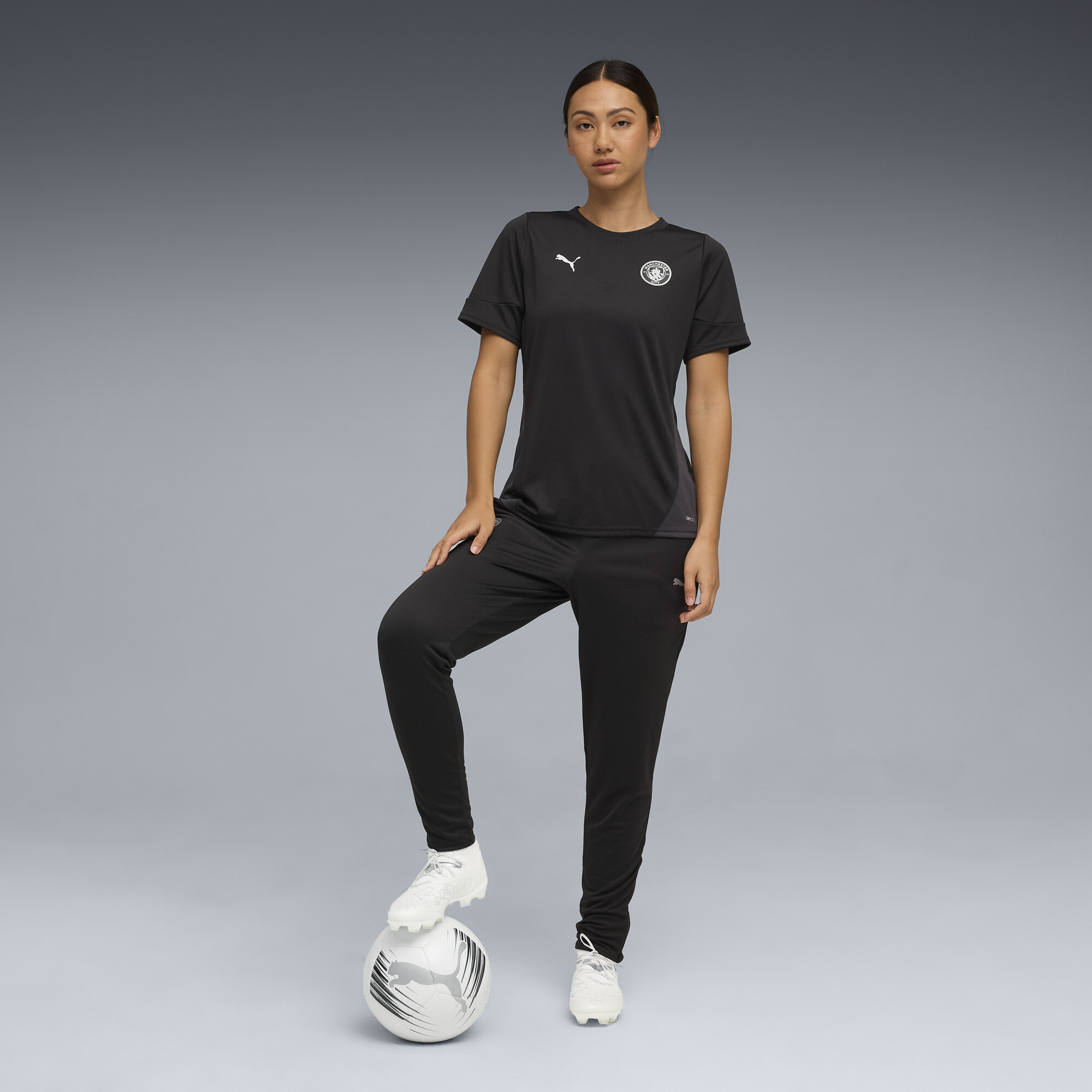 PUMA Manchester City trainingsshirt voor Dames, Zwart/Zilver, Maat XL thumbnail 2