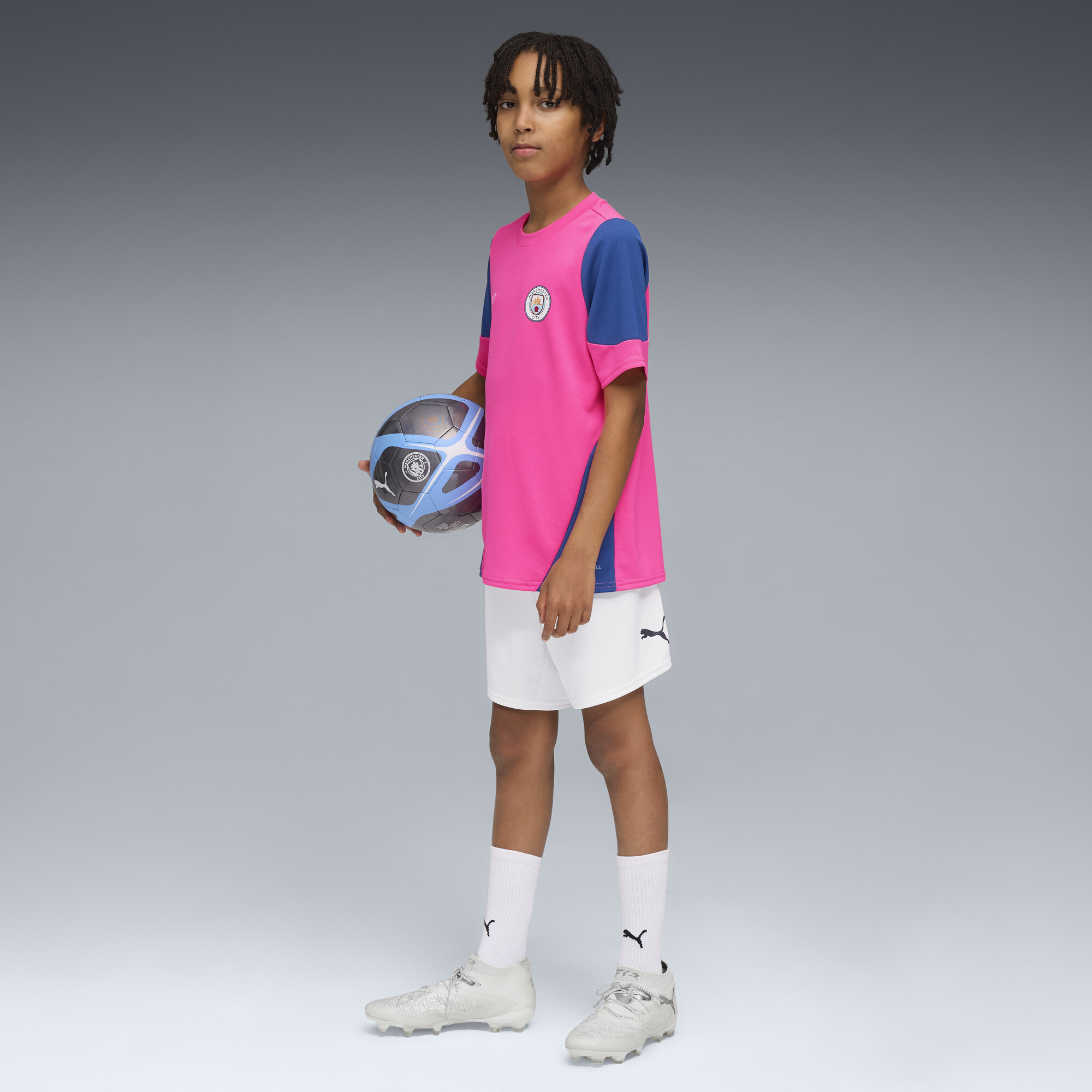 PUMA Manchester City trainingsshirt, Blauw/Roze, Maat 13-14Y thumbnail 5