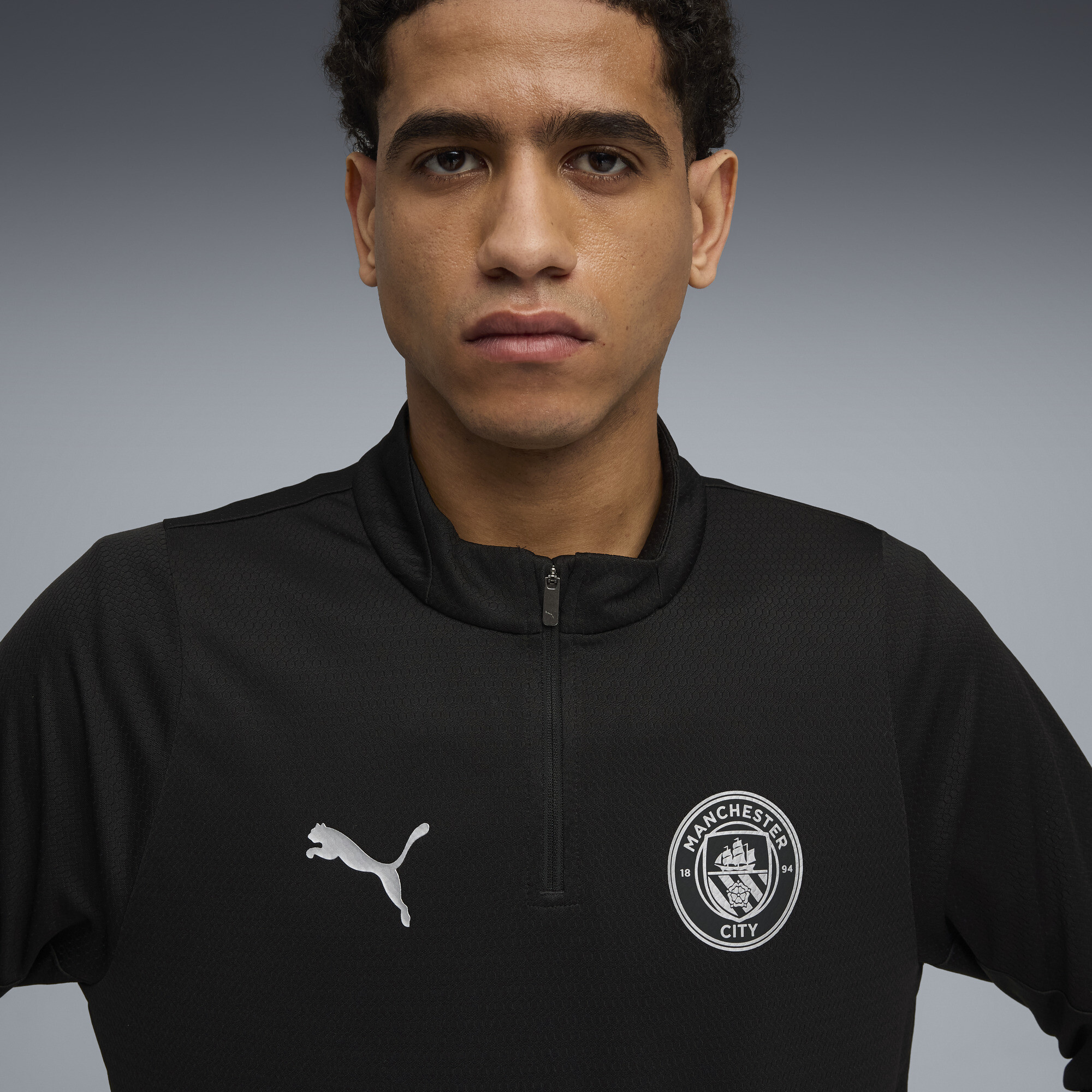 PUMA Manchester City trainingstop met kwartrits voor Heren, Zwart/Zilver, Maat XXL thumbnail 5