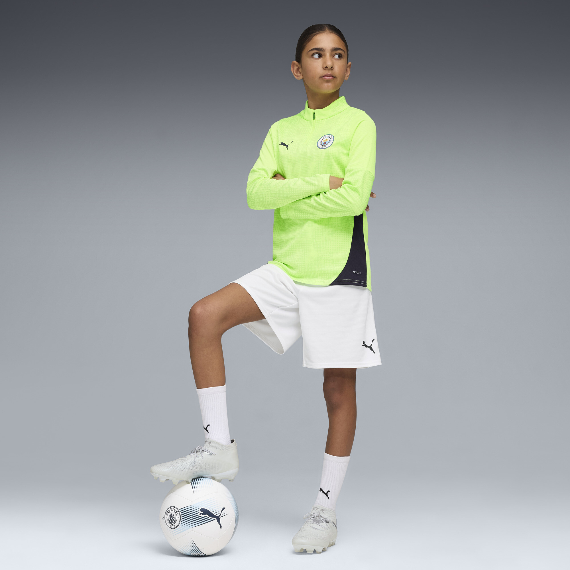 PUMA Manchester City trainingstop met kwartrits, Blauw, Maat 11-12Y thumbnail 5