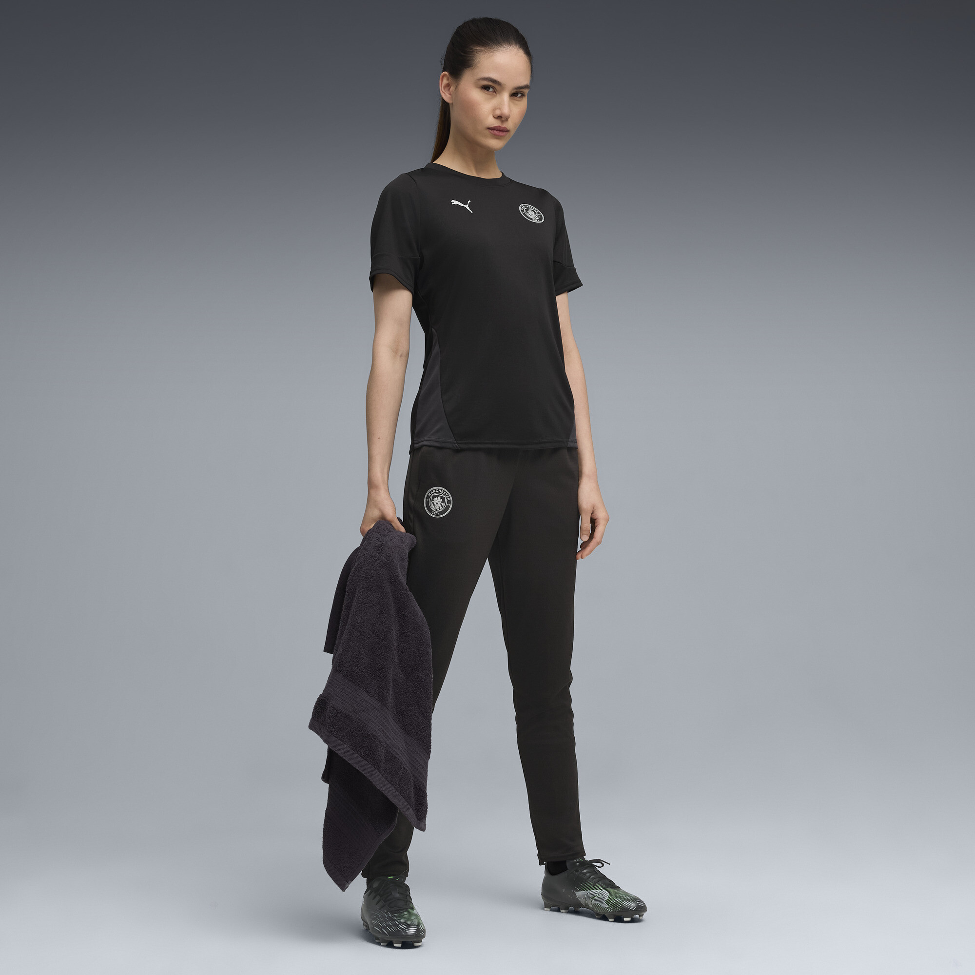 PUMA Manchester City trainingsbroek voor Dames, Zwart/Zilver, Maat S thumbnail 2