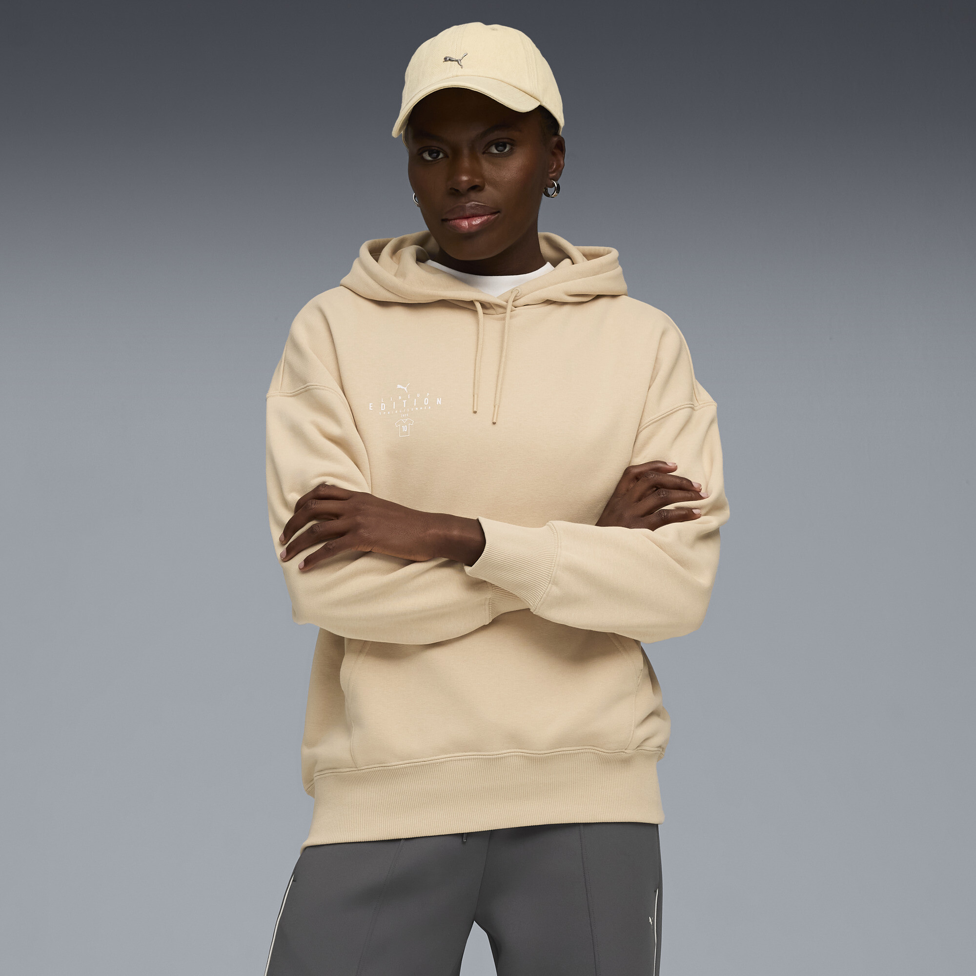 Puma FtblEdition Fußball-Hoodie Damen | Mit Print | Light Sand | Größe: L