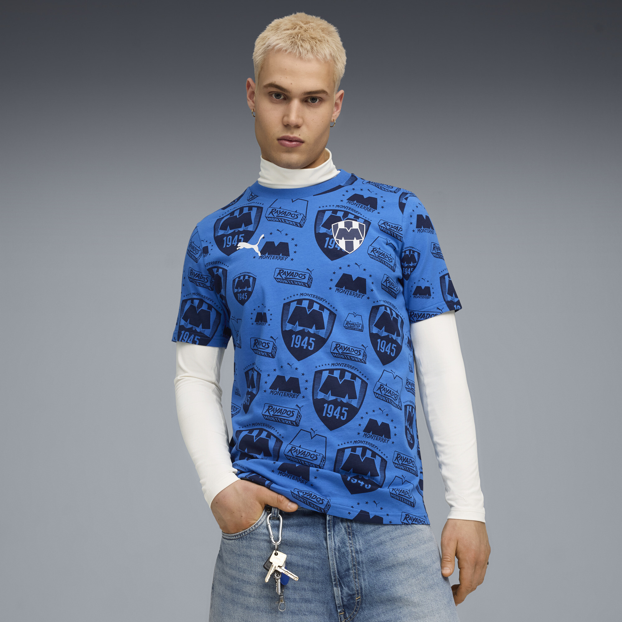 Puma Cf Monterrey Ftblculture All-over Print T-shirt Men In Blue