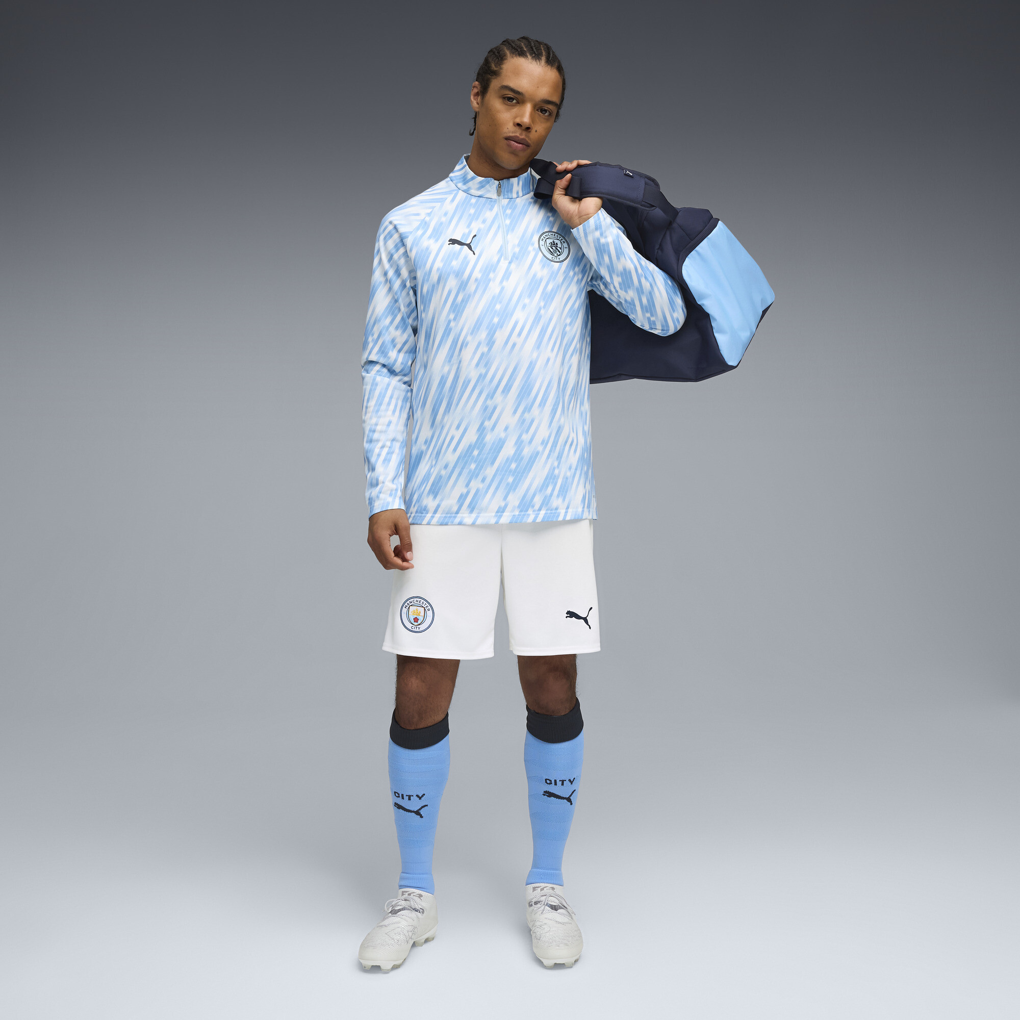 PUMA Manchester City top met kwartrits voor Heren, Zilver, Maat XXL thumbnail 4