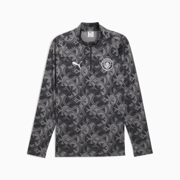 Manchester City Pre-match Quarter-Zip Top Men, PUMA Black-Flat Dark Gray, large-ZAF