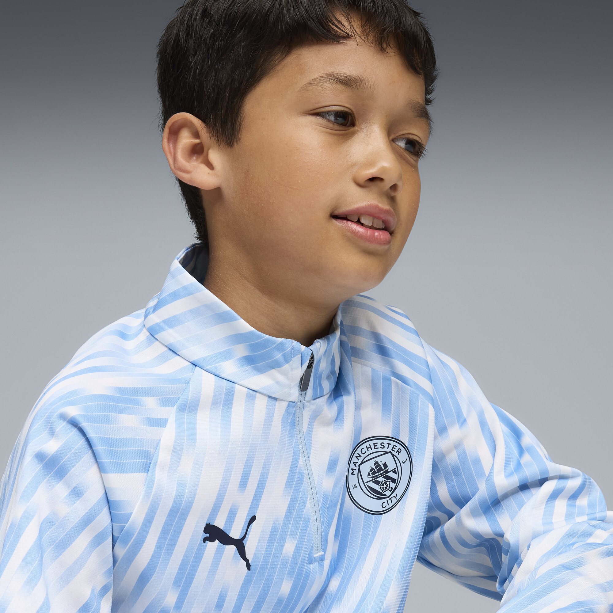 PUMA Manchester City prematch-top met kwartrits, Zilver, Maat 15-16Y thumbnail 6