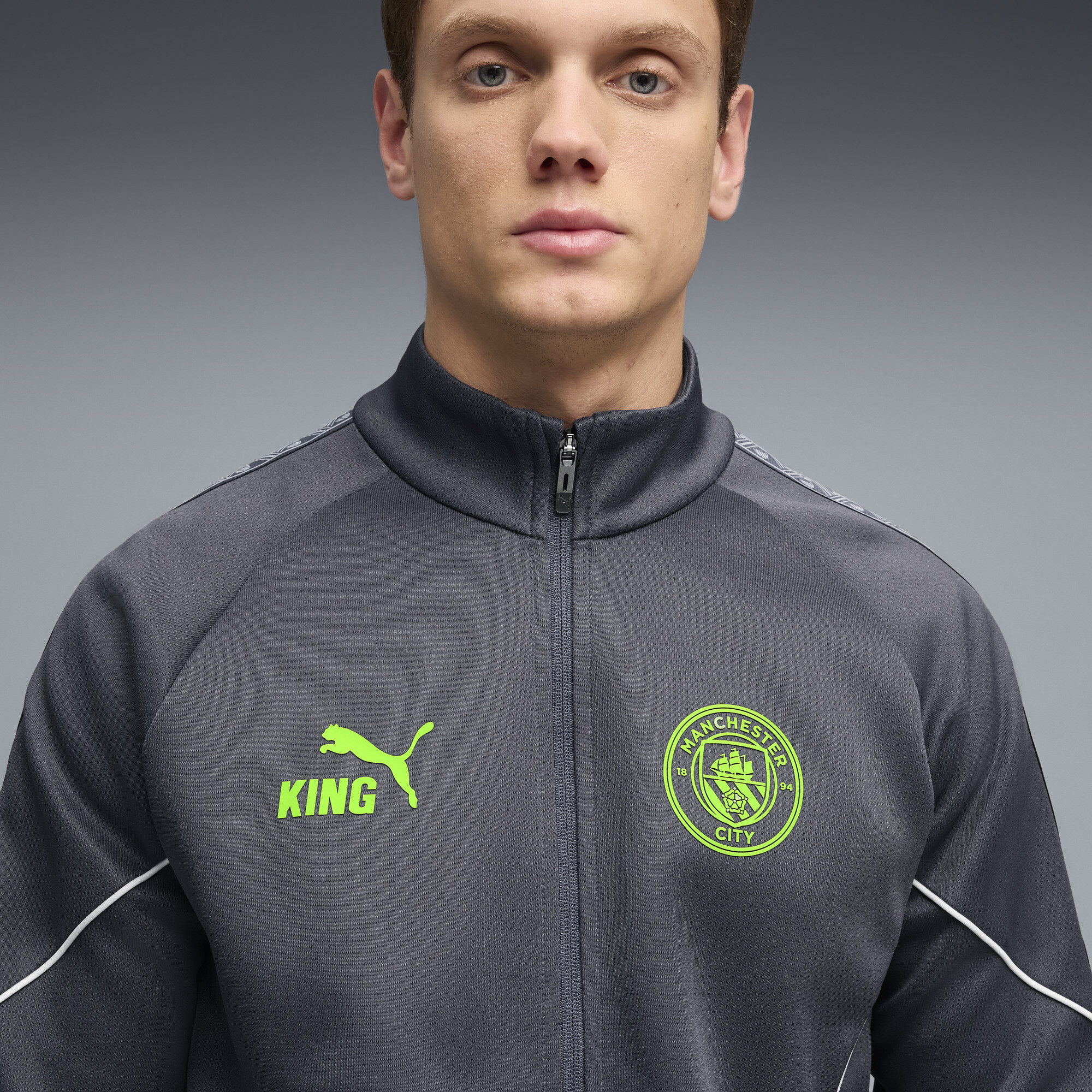 PUMA Manchester City KING Anthem jack voor Heren, Groen/Grijs, Maat XS thumbnail 7