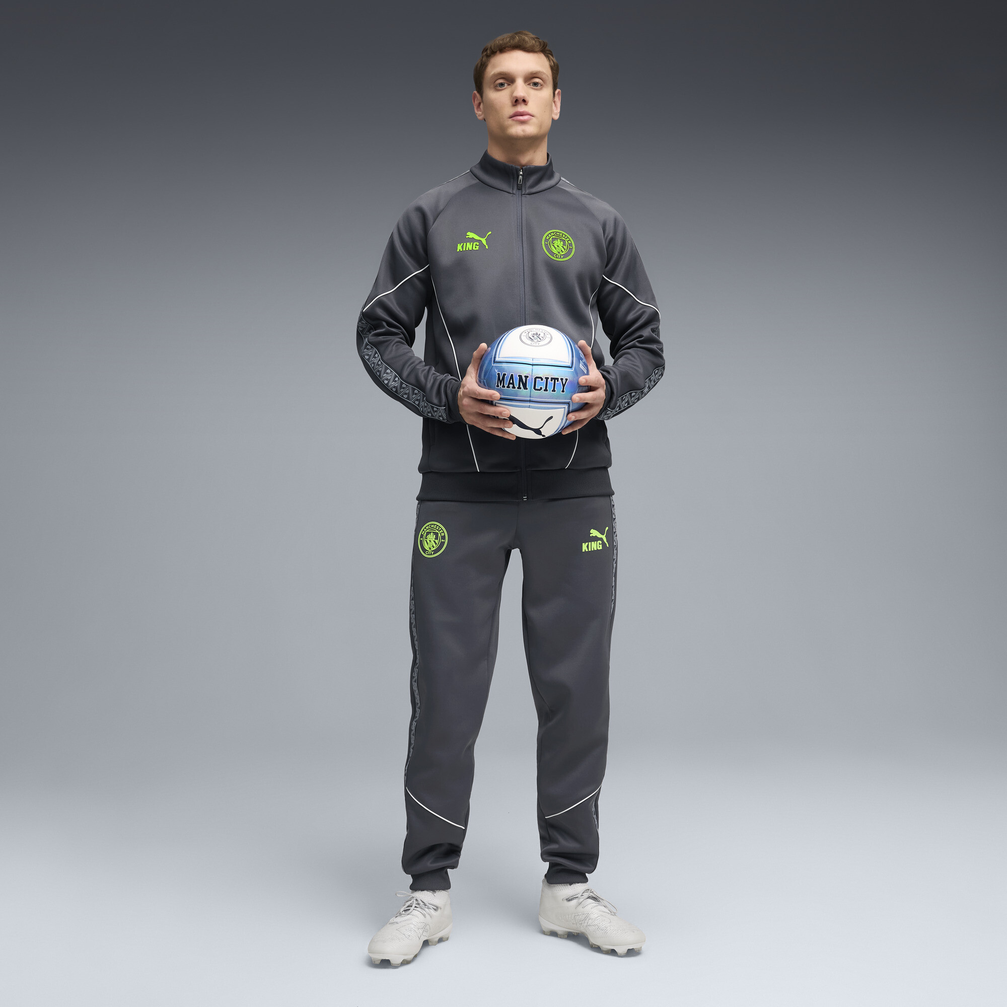 PUMA Manchester City KING Anthem jack voor Heren, Groen/Grijs, Maat XS thumbnail 6