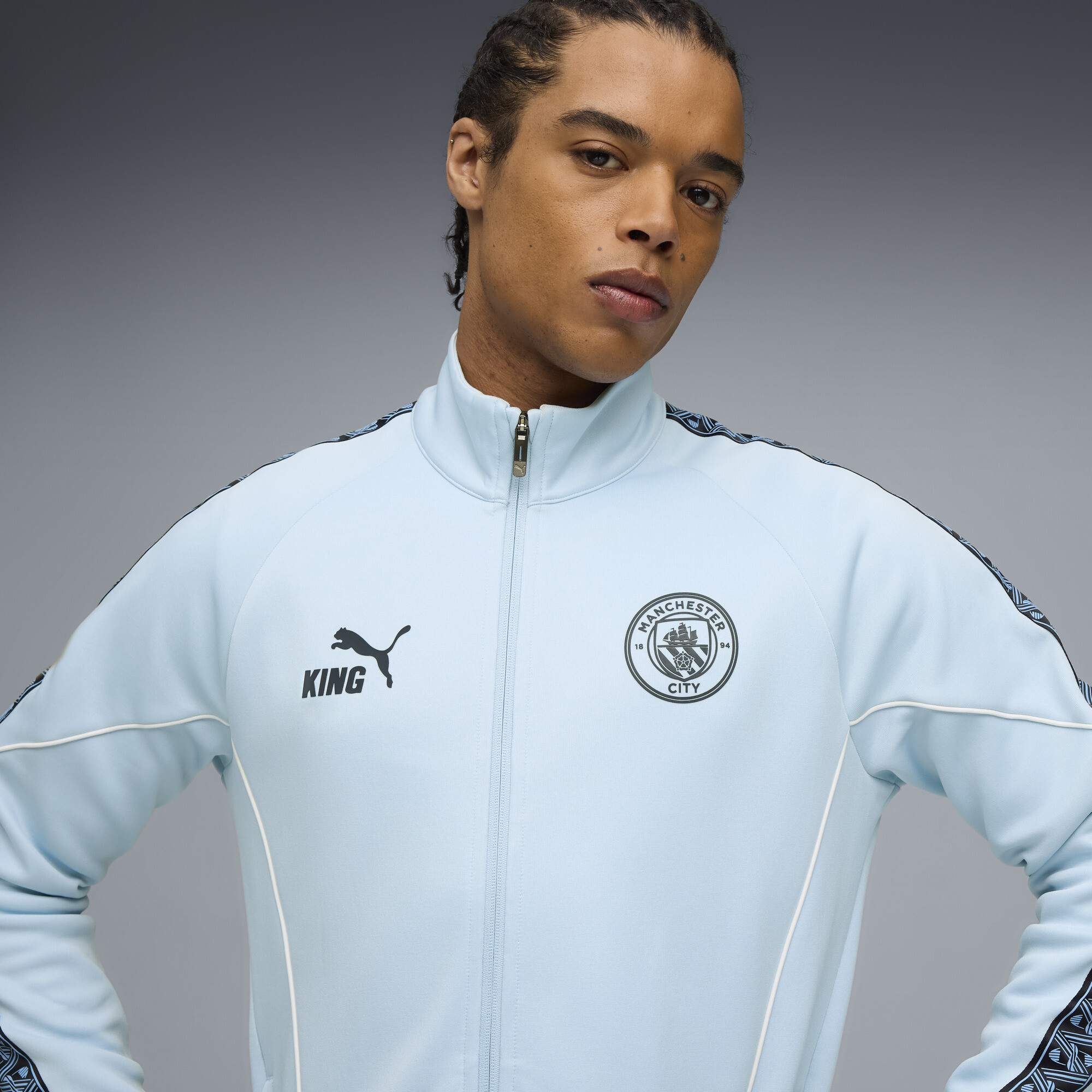 PUMA Manchester City KING Anthem jack voor Heren, Blauw/Zilver, Maat XL thumbnail 7