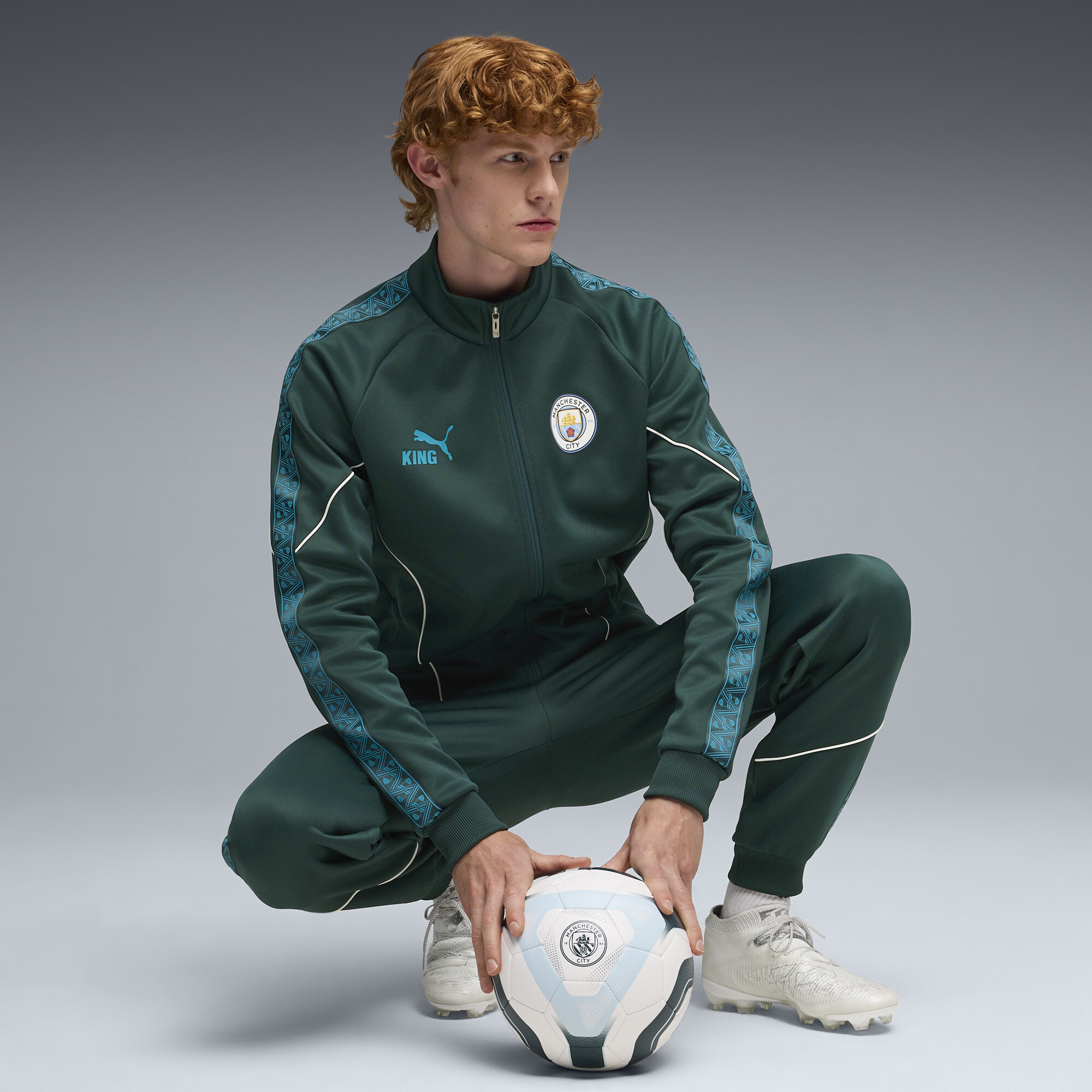 PUMA Manchester City KING Anthem jack voor Heren, Blauw/Groen, Maat L thumbnail 6