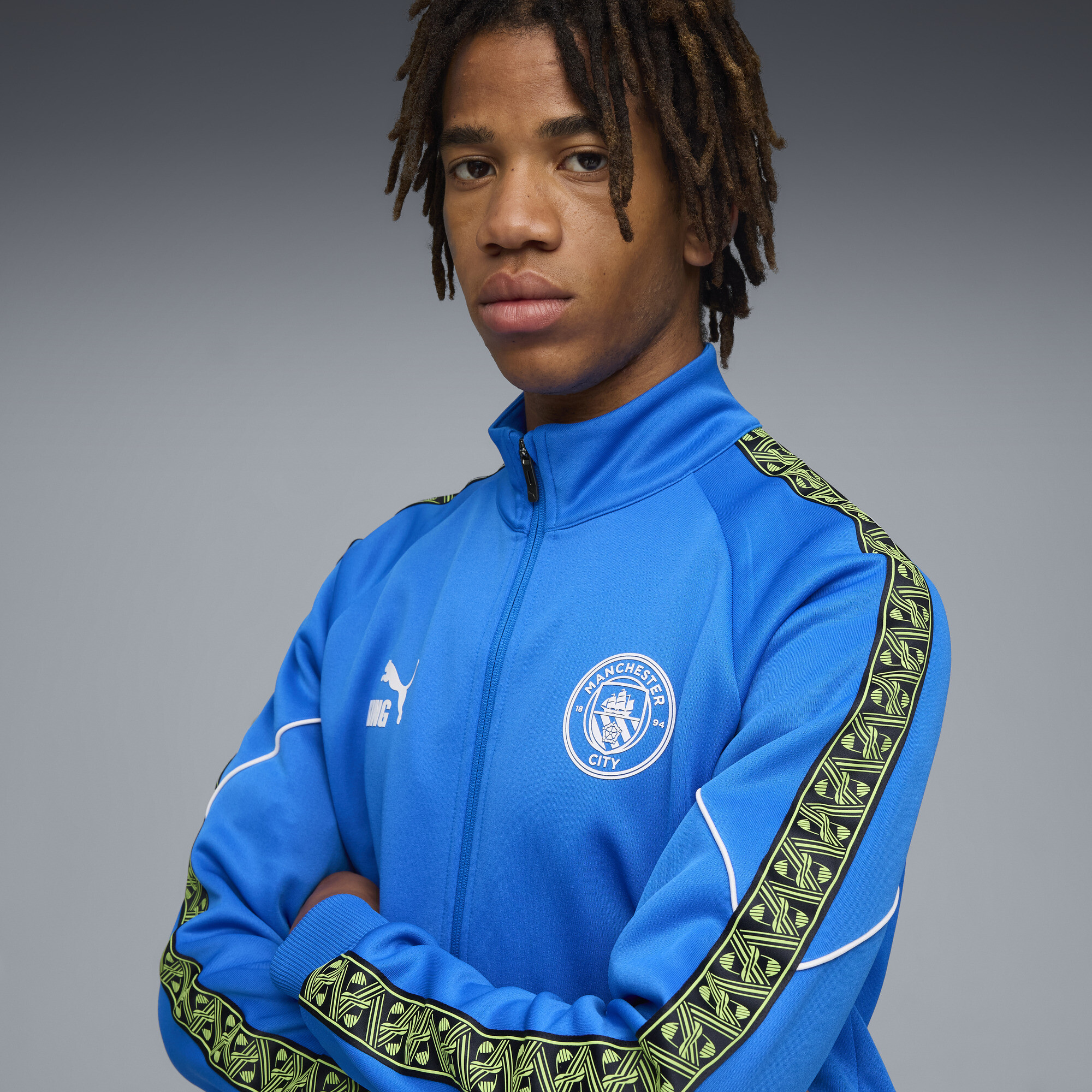 PUMA Manchester City KING Anthem jack voor Heren, Blauw/Groen, Maat XXL thumbnail 7