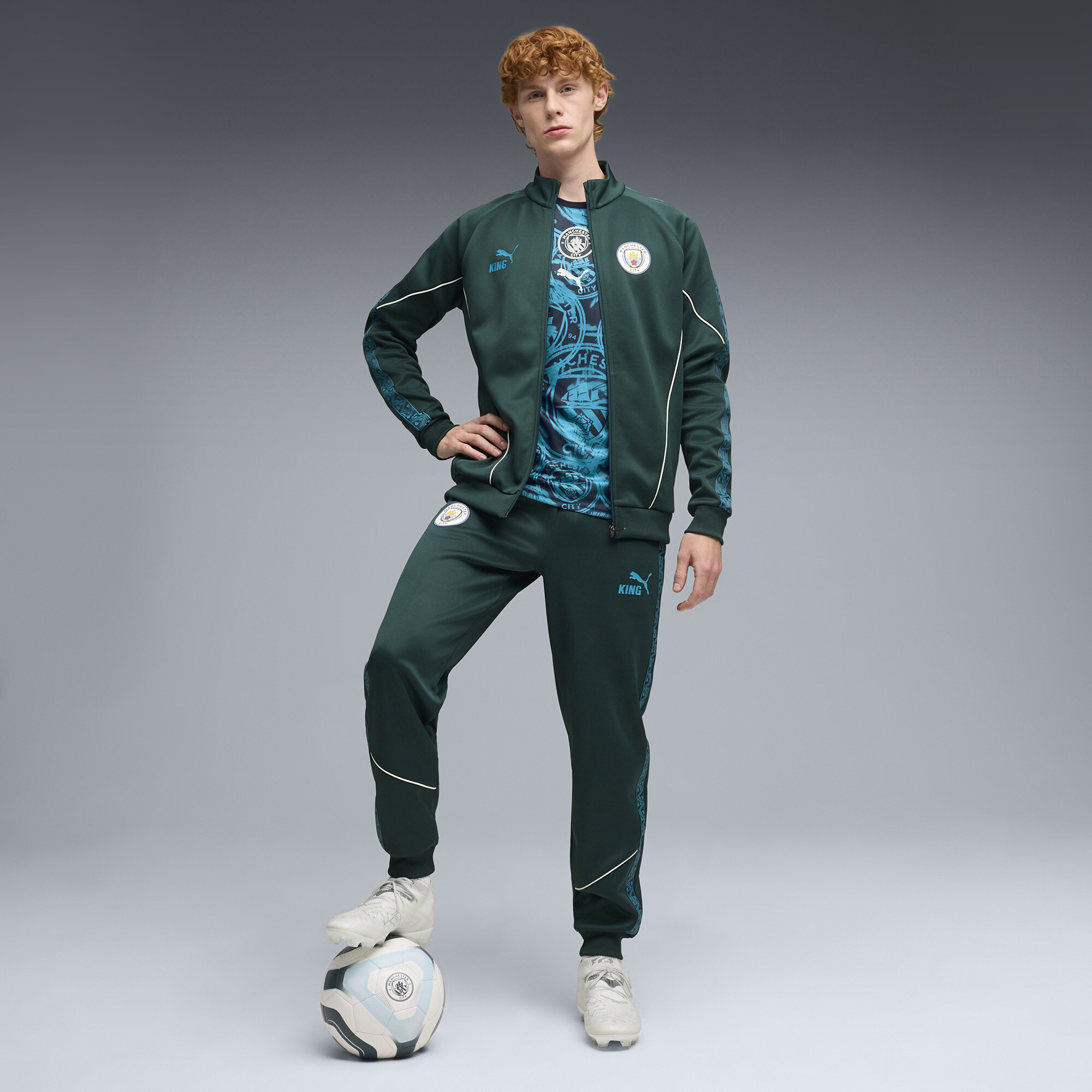 PUMA Manchester City KING Anthem broek voor Heren, Blauw/Groen, Maat XS thumbnail 2