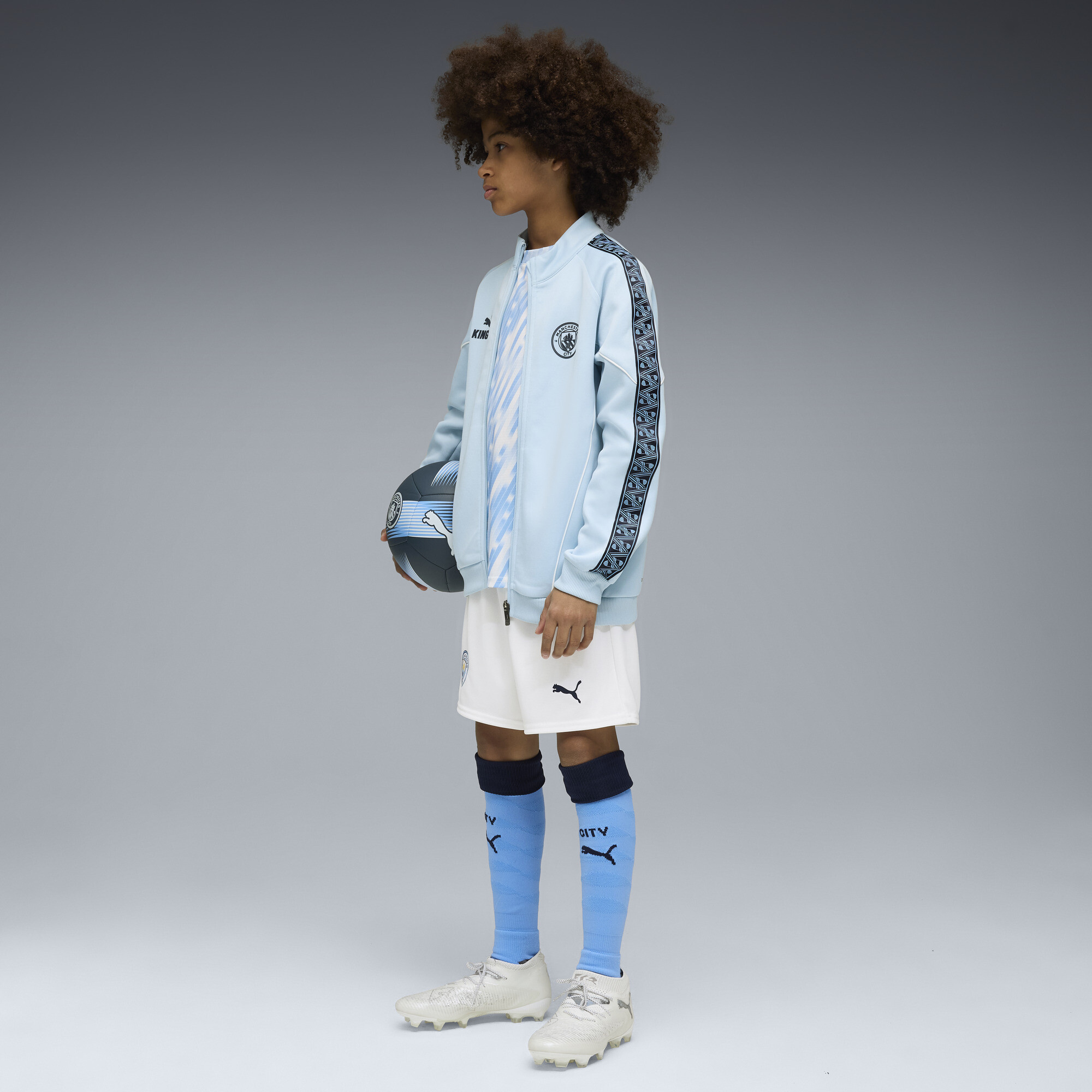 PUMA Manchester City KING Anthem jack, Blauw/Zilver, Maat 11-12Y thumbnail 5