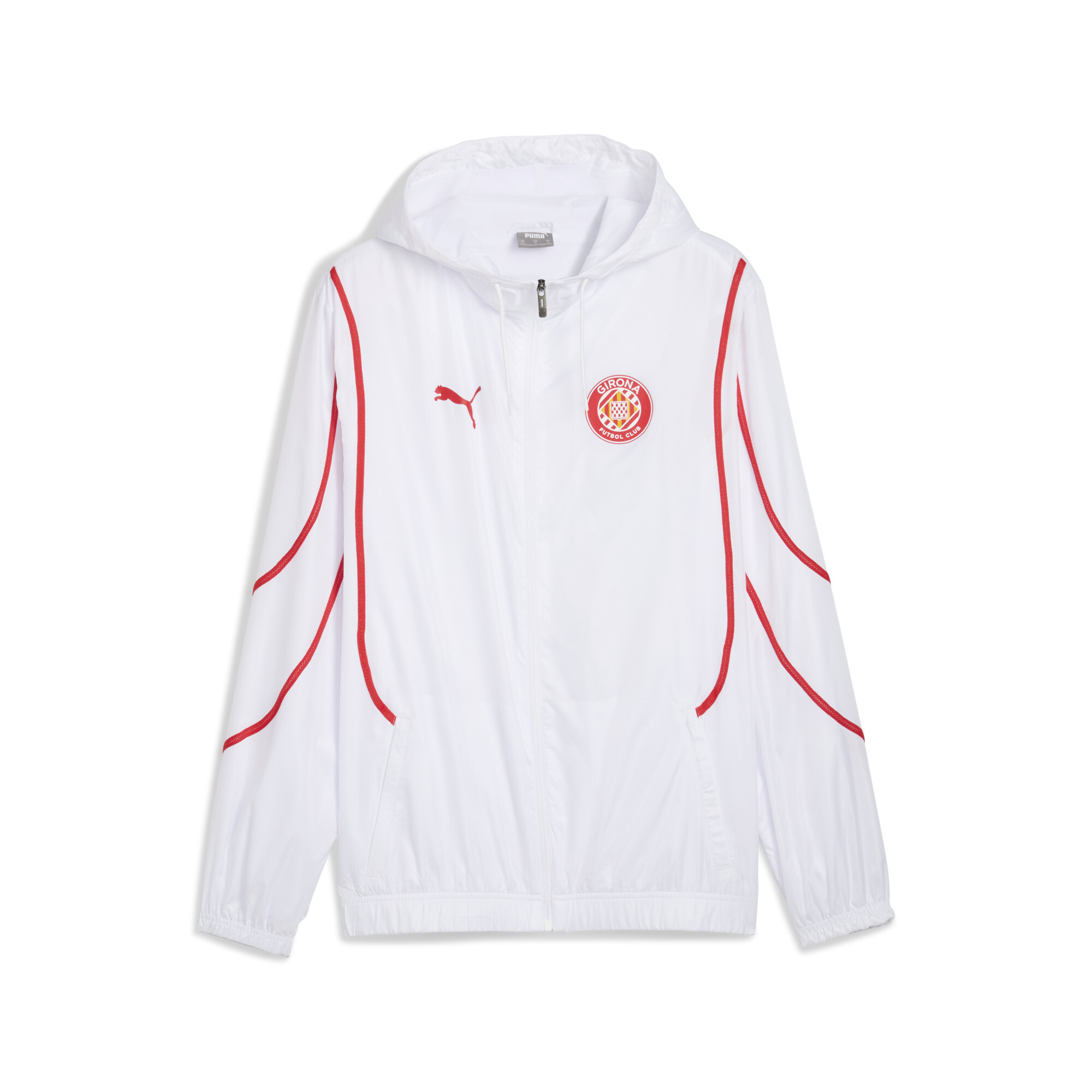 Puma Girona FC Pre-match Gewebte Jacke Herren | Mit Plain | White/Red | Größe: S