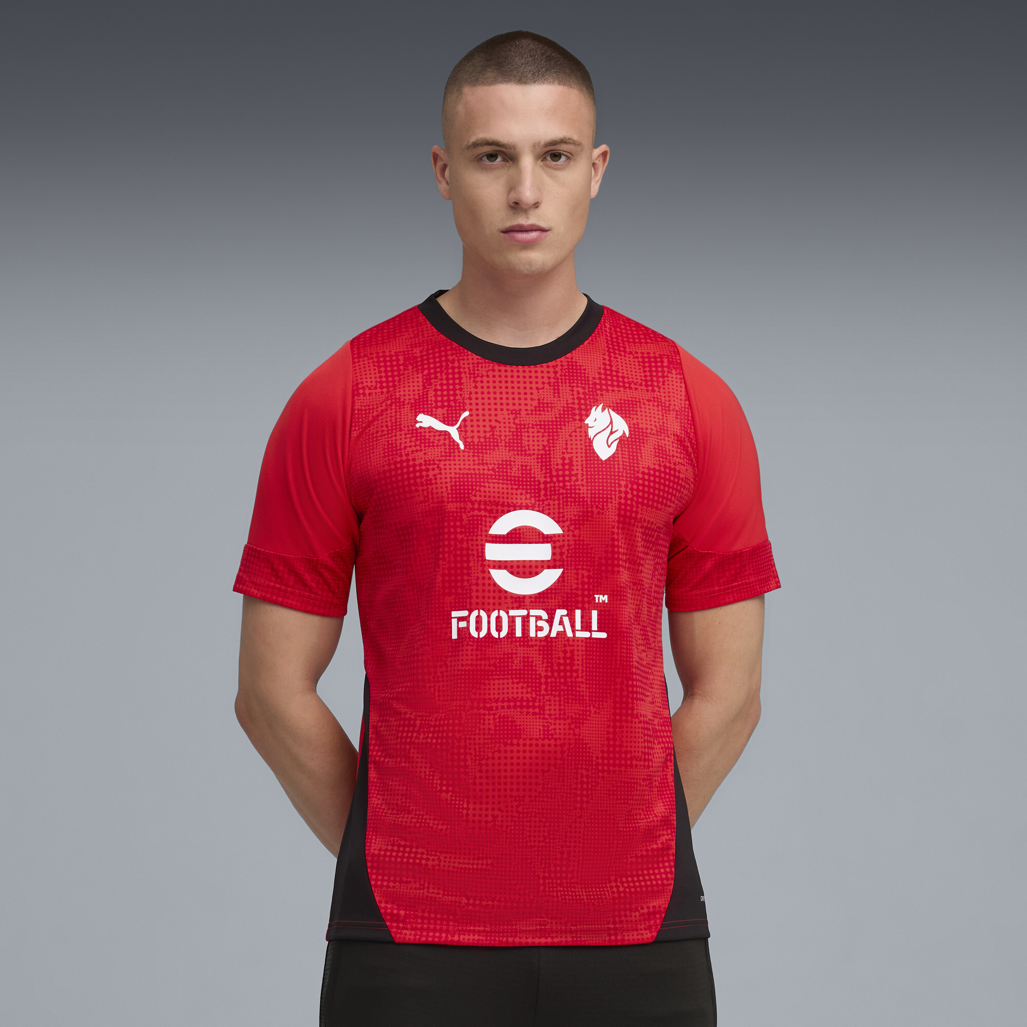 PUMA AC Milan trainingsshirt voor Heren, Zwart/Rood, Maat 3XL thumbnail 4