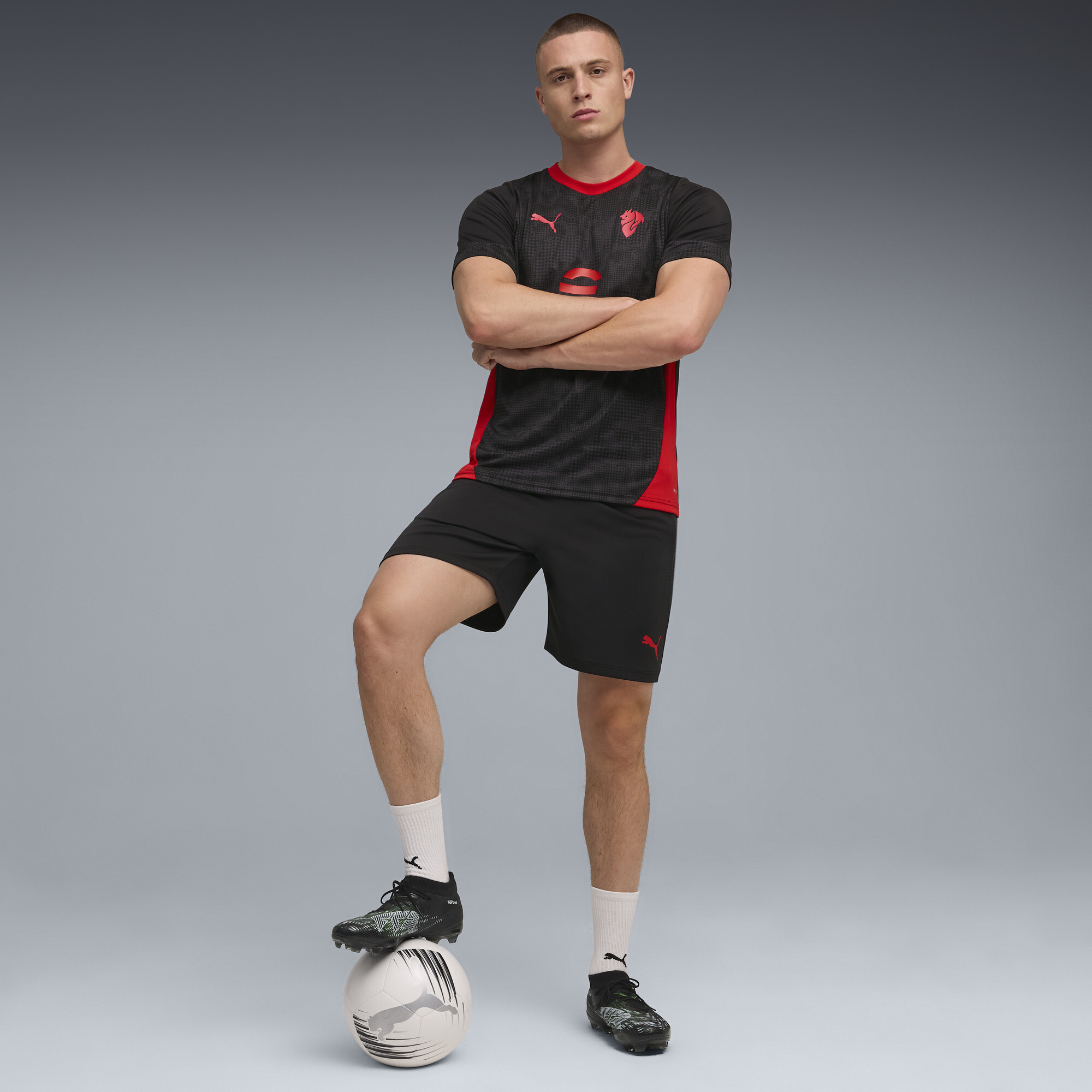 PUMA AC Milan trainingsshirt voor Heren, Zwart/Rood, Maat M thumbnail 4
