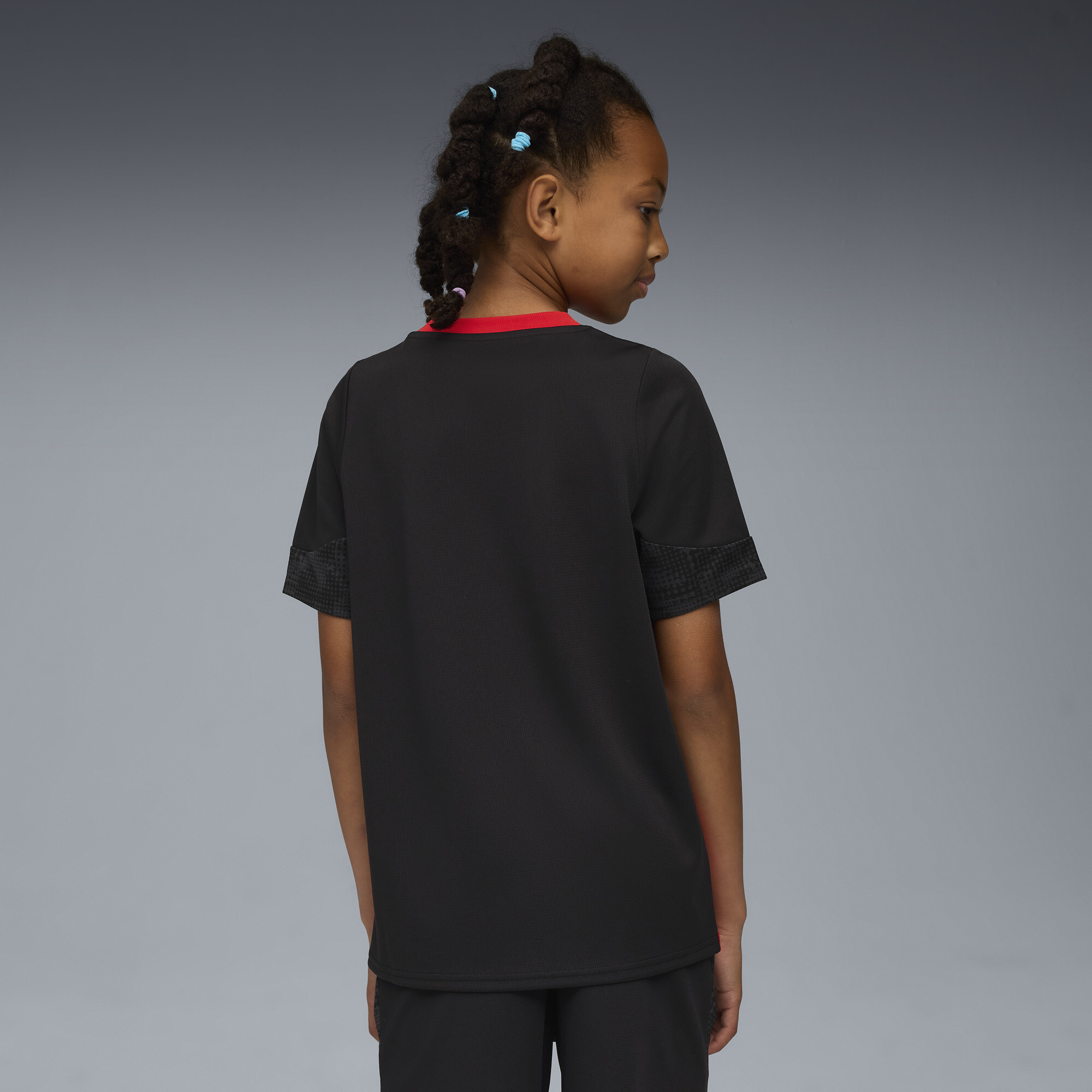 PUMA AC Milan trainingsshirt, Zwart/Rood, Maat 5-6Y thumbnail 4