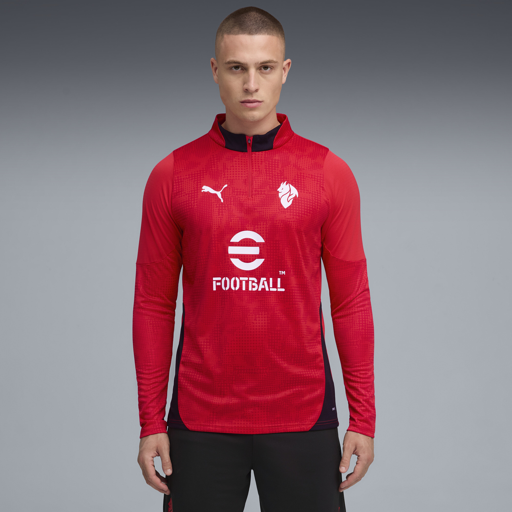 PUMA AC Milan 25/26 trainingstop met kwartrits voor Heren, Zwart/Rood, Maat M thumbnail 4