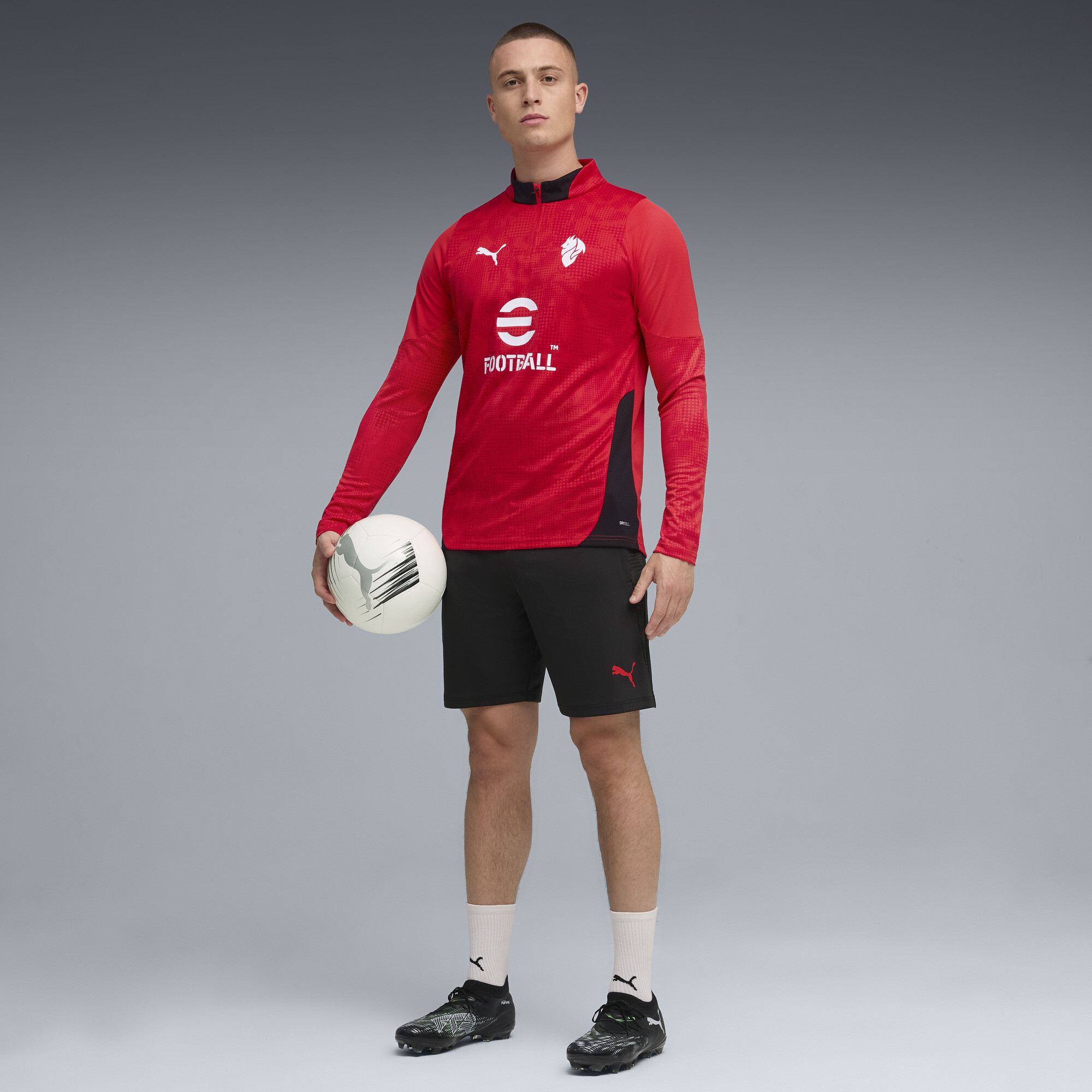 PUMA AC Milan 25/26 trainingstop met kwartrits voor Heren, Zwart/Rood, Maat M thumbnail 2