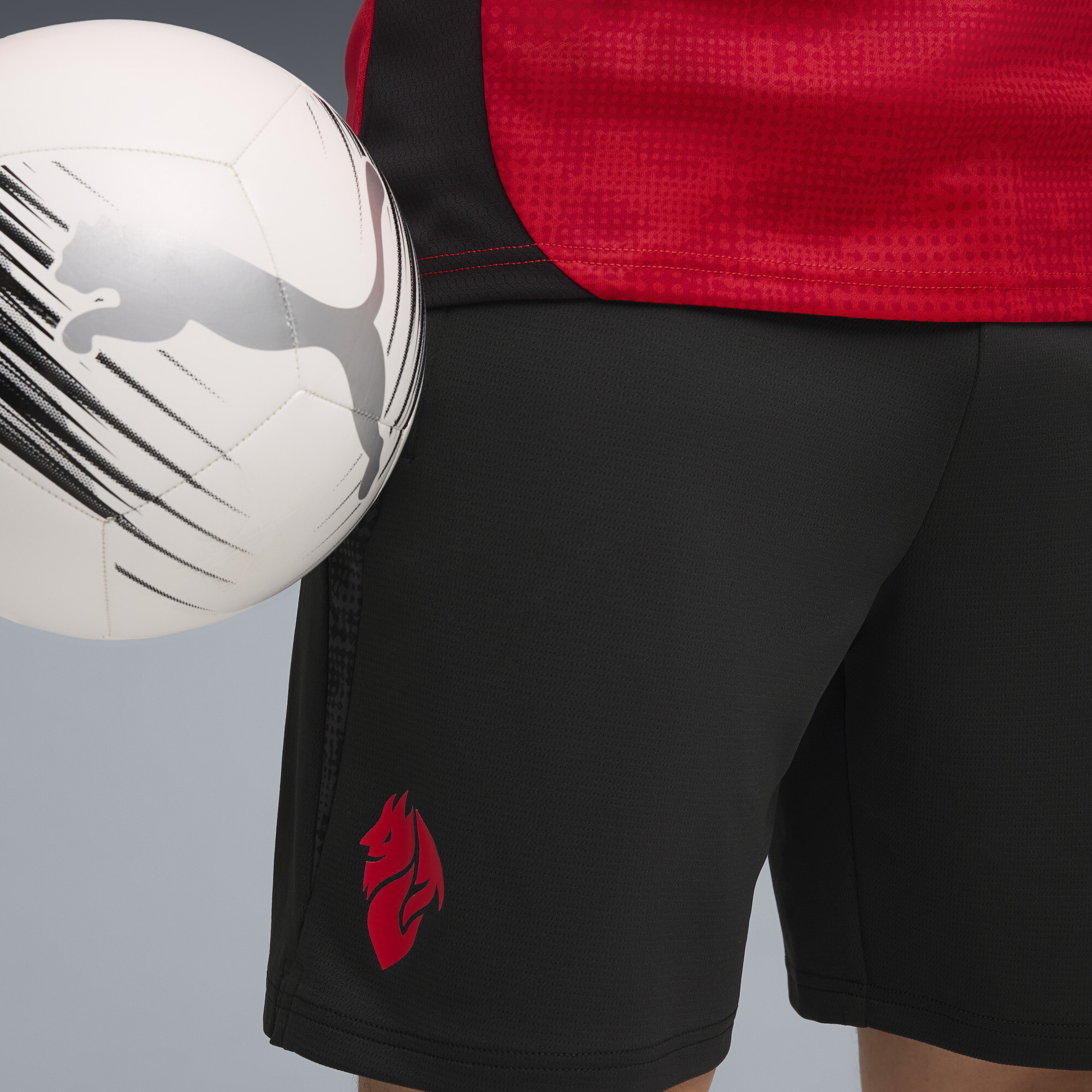 PUMA AC Milan trainingsshort voor Heren, Zwart/Rood, Maat L thumbnail 5
