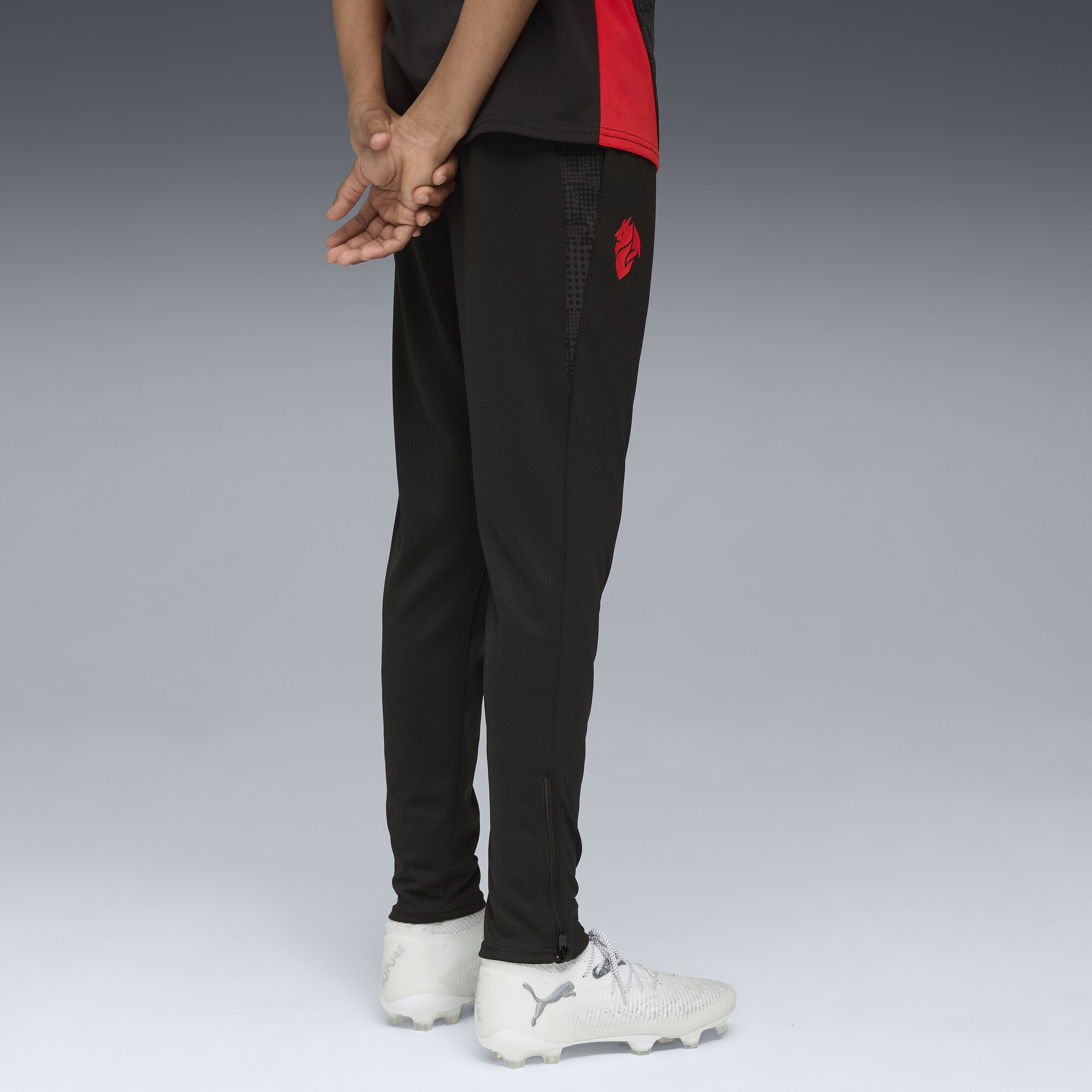 PUMA AC Milan trainingsbroek, Zwart/Rood, Maat 5-6Y thumbnail 4