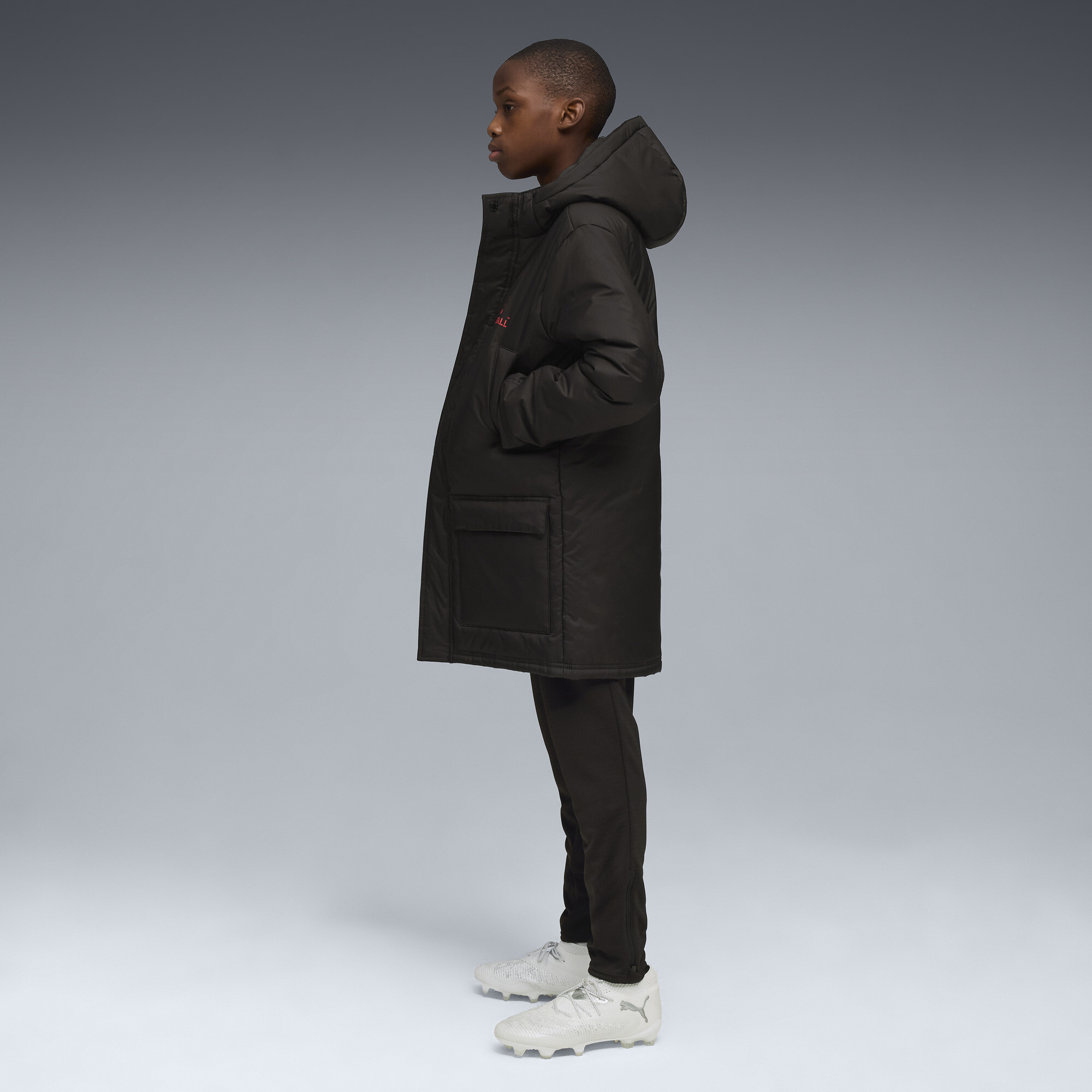 PUMA AC Milan wintertrainingsjack, Zwart/Rood, Maat 6-7Y thumbnail 5