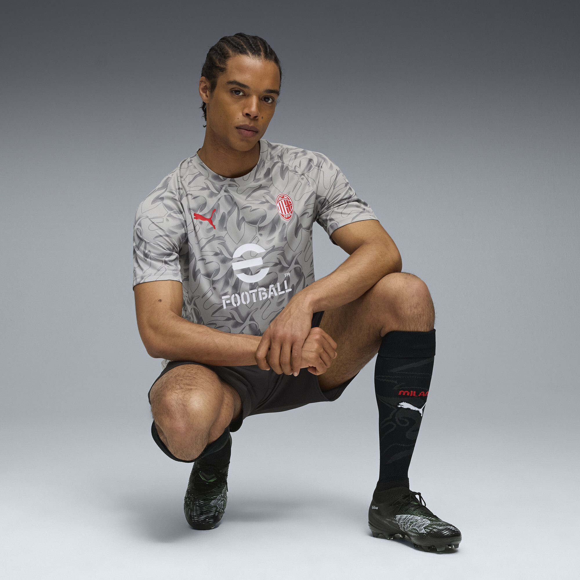 PUMA AC Milan Pre-match shirt voor Heren, Grijs/Wit, Maat L thumbnail 4