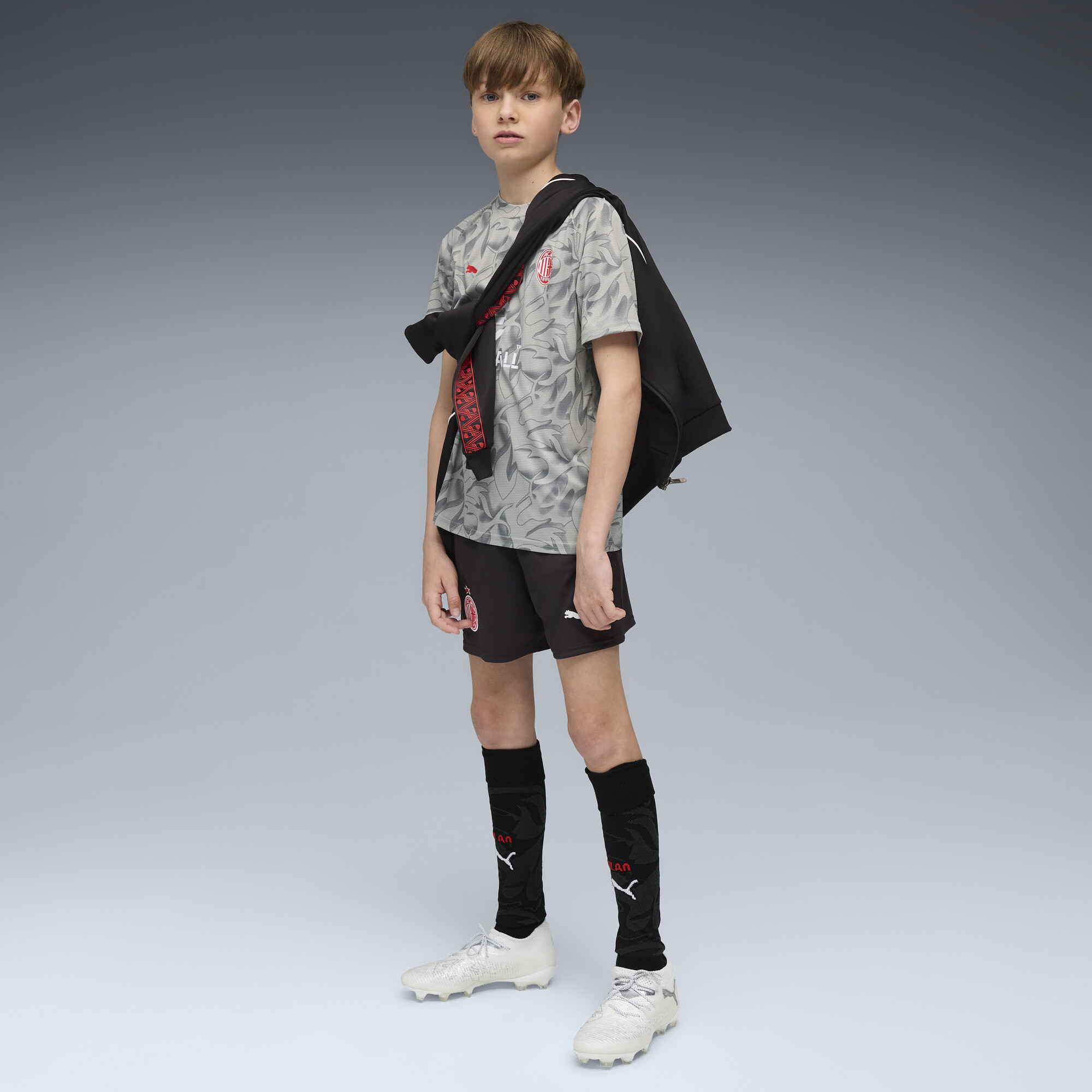 PUMA AC Milan Pre-match shirt, Grijs/Wit, Maat 15-16Y thumbnail 5