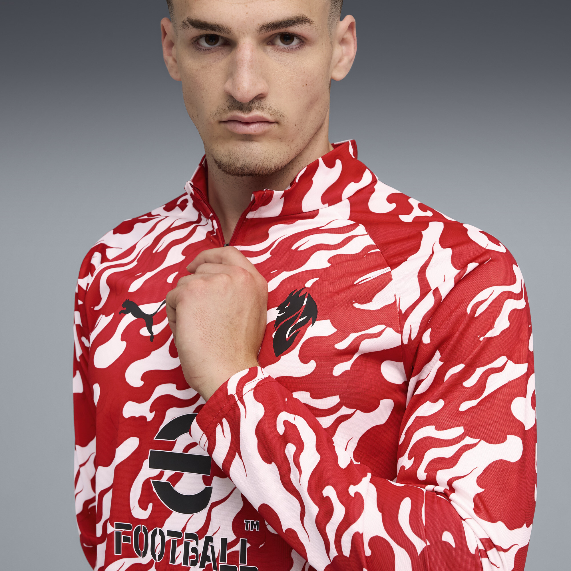 PUMA AC Milan prematch-top met kwartrits voor Heren, Rood/Wit, Maat M thumbnail 5