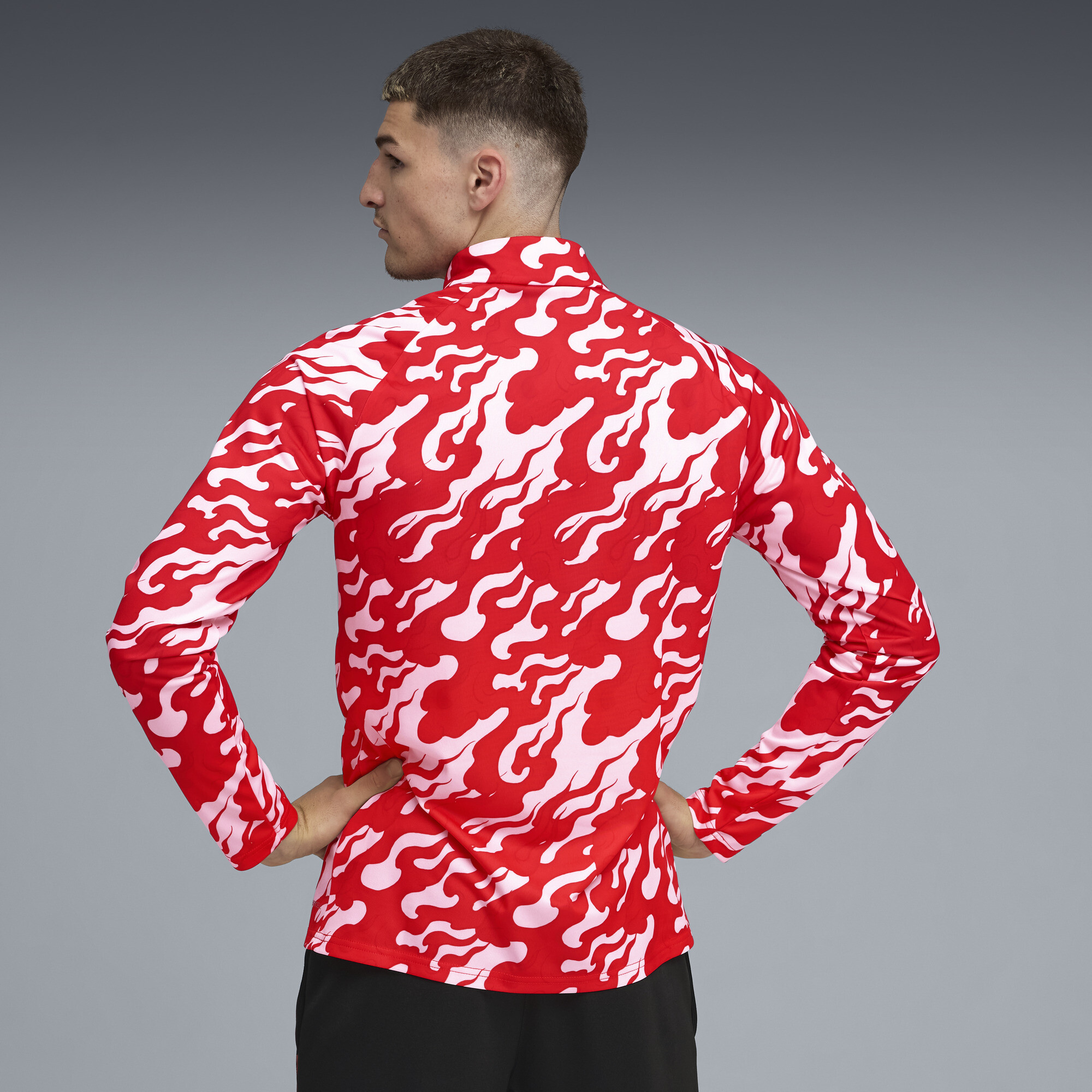 PUMA AC Milan prematch-top met kwartrits voor Heren, Rood/Wit, Maat M thumbnail 3