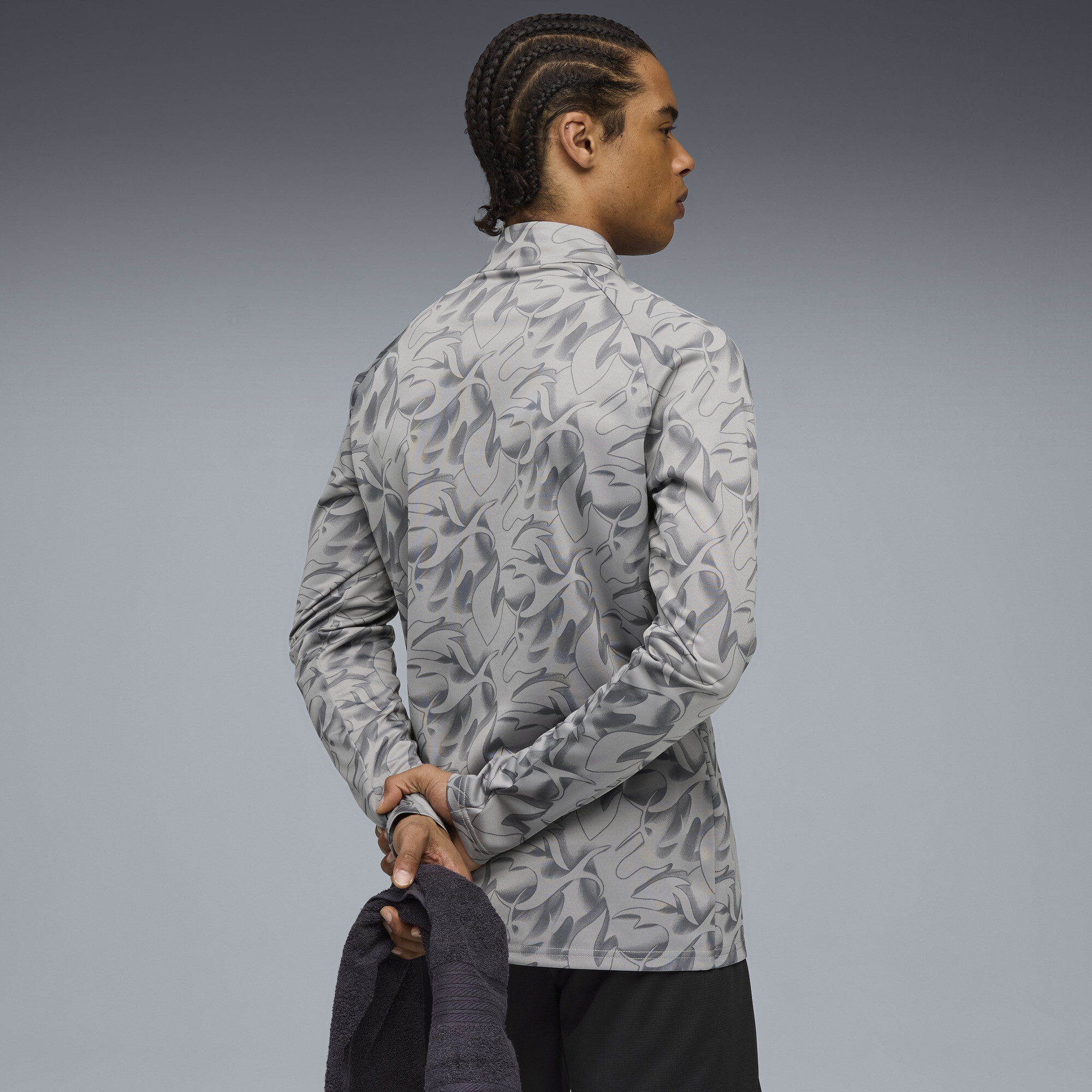 PUMA AC Milan prematch-top met kwartrits voor Heren, Grijs/Wit, Maat XS thumbnail 3