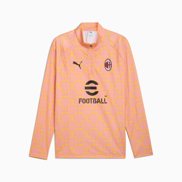 AC Milan Pre-match Quarter-Zip Top Men, Pink Fruit-Sunny Yellow, large-ZAF