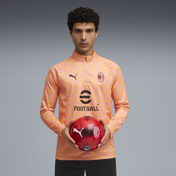 AC Milan Pre-match Quarter-Zip Top Men, Pink Fruit-Sunny Yellow, large-ZAF