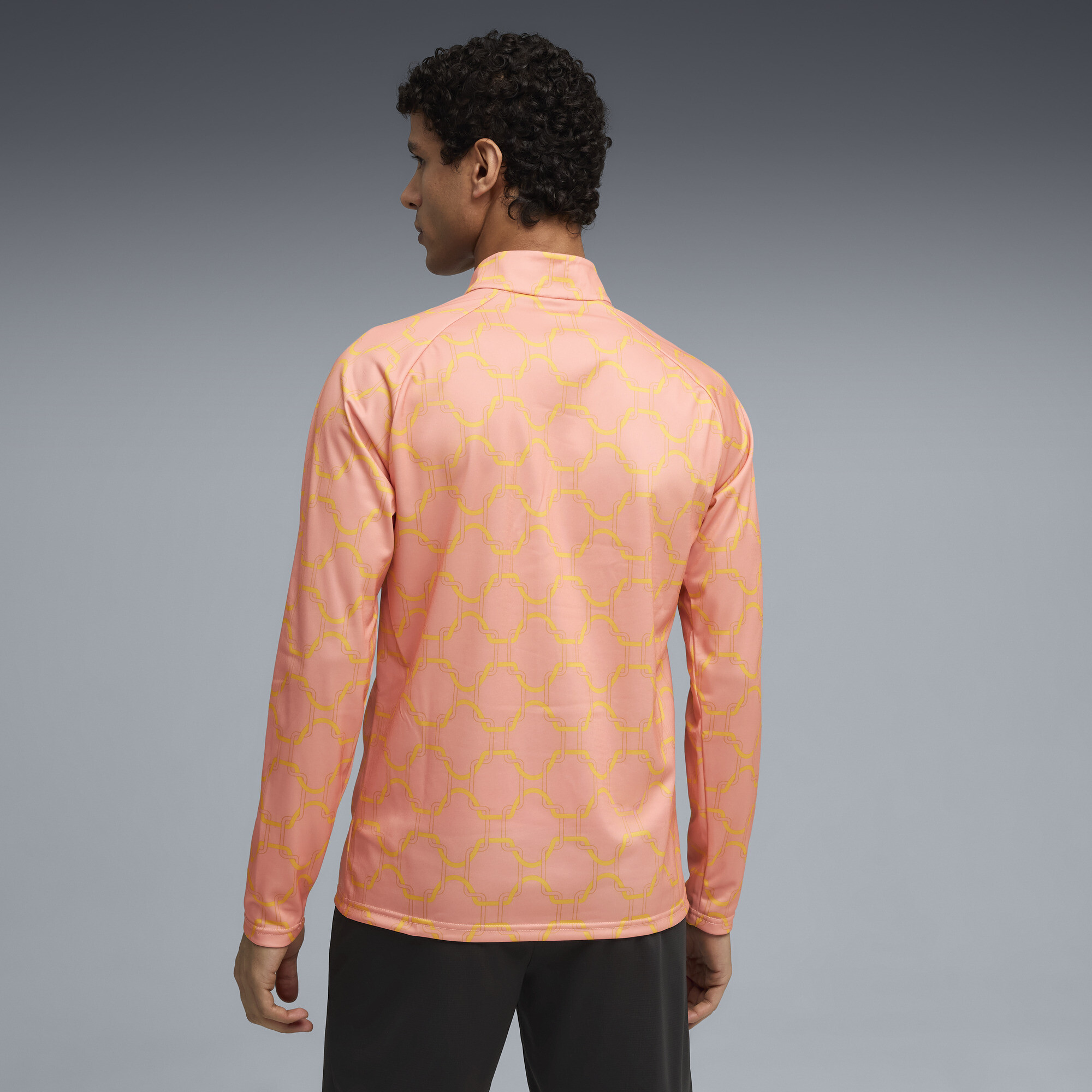 PUMA AC Milan prematch-top met kwartrits voor Heren, Roze/Geel, Maat M thumbnail 3