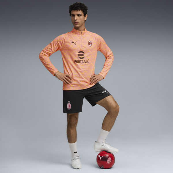 AC Milan Pre-match Quarter-Zip Top Men, Pink Fruit-Sunny Yellow, large-ZAF