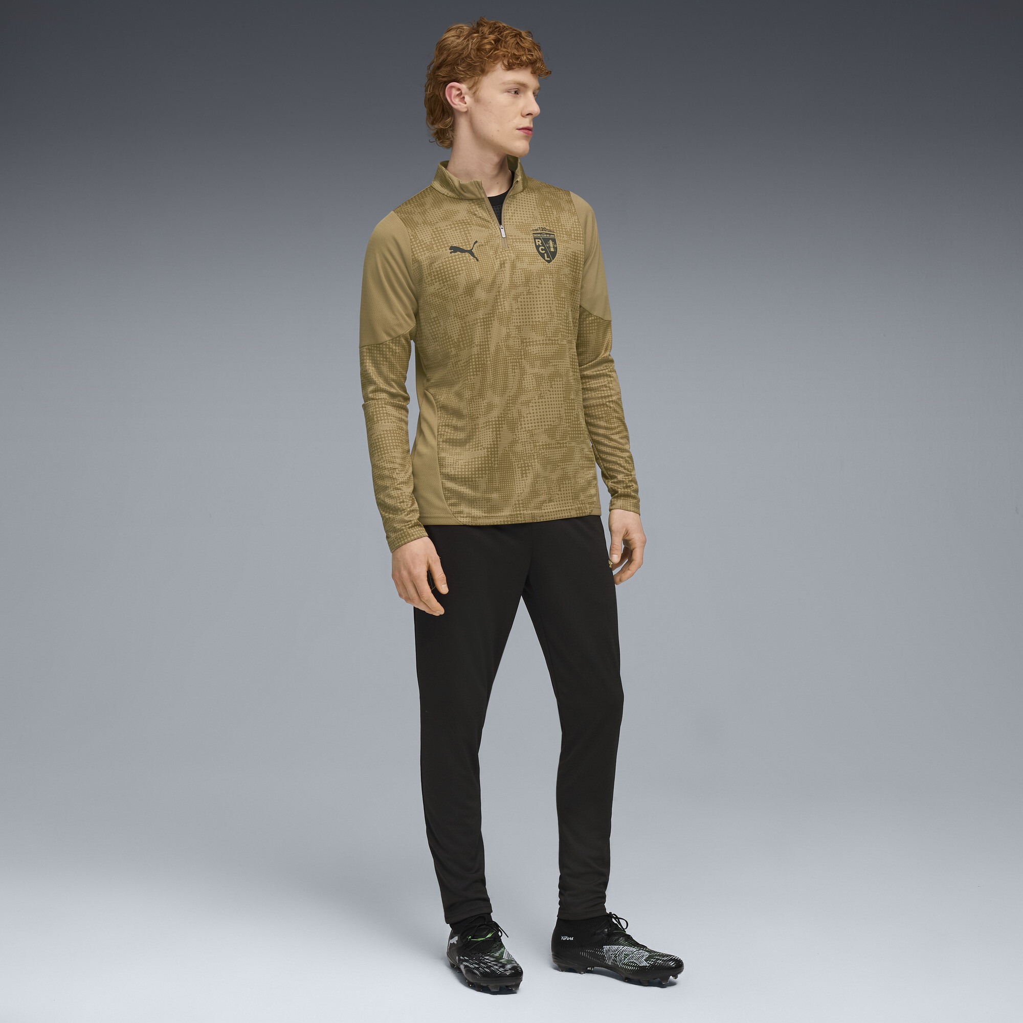 PUMA RD Lens trainingstop met kwartrits voor Heren, Zwart/Goud, Maat XL thumbnail 2